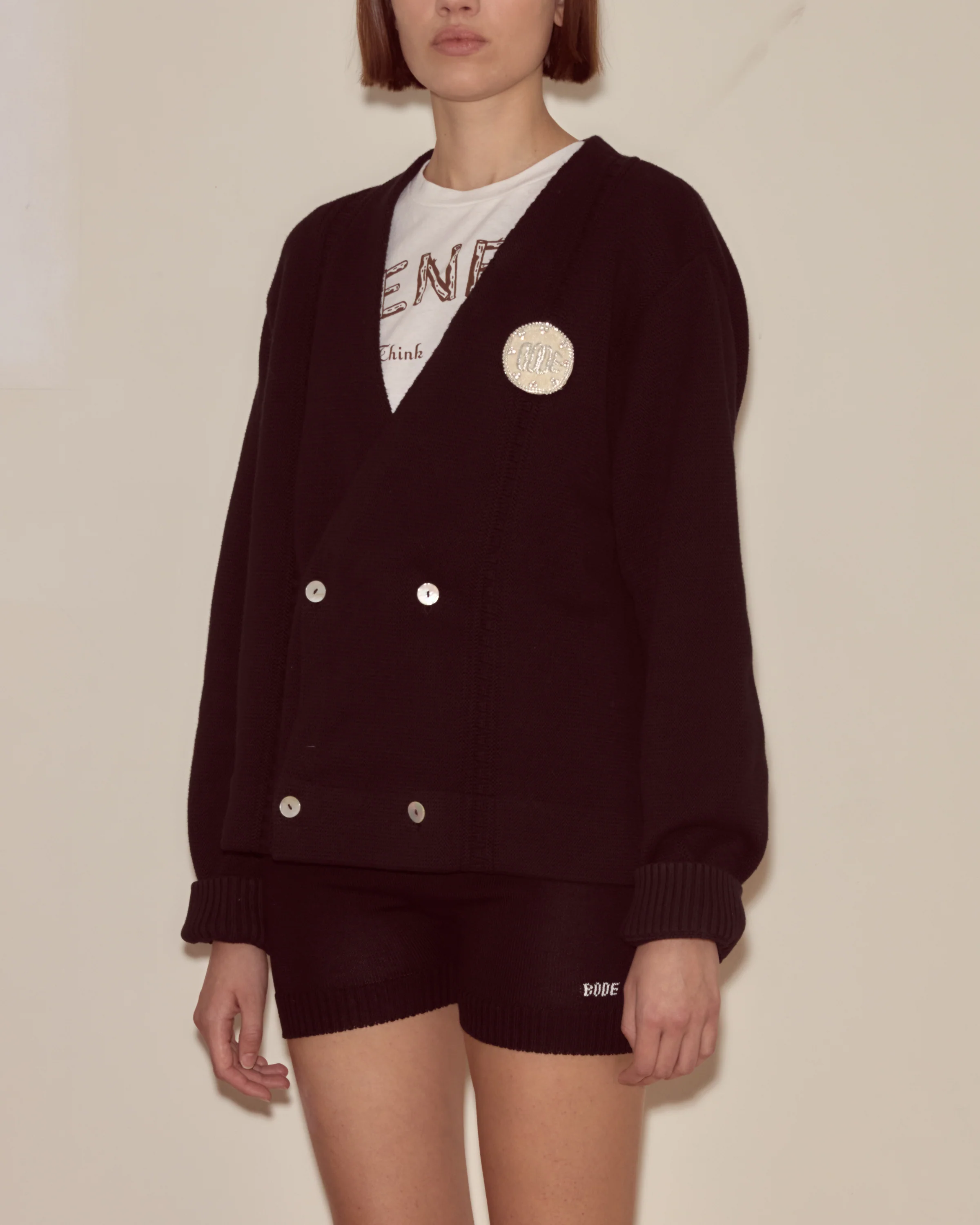 Double-Breasted Cardigan - Black - Image 5