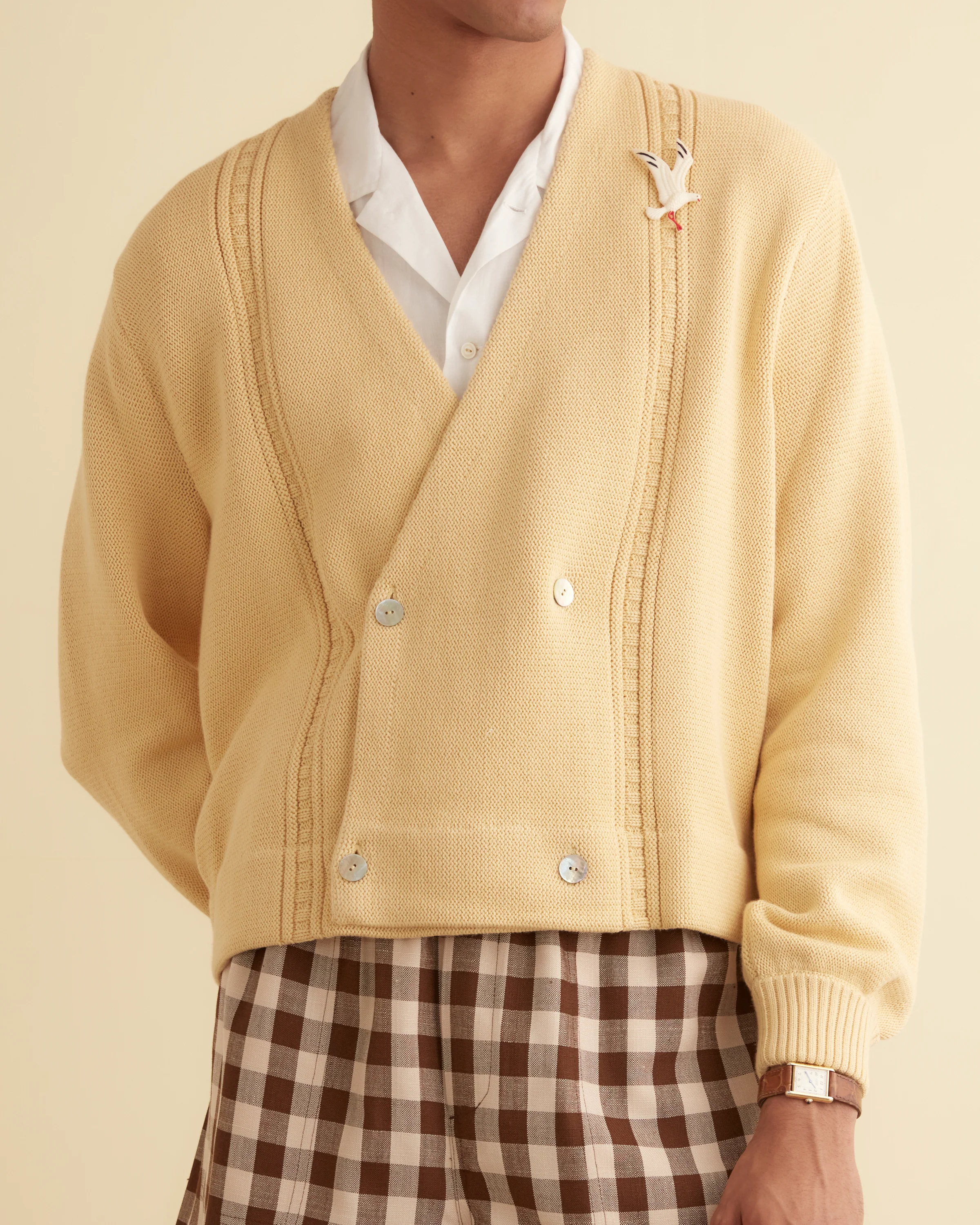 Double-Breasted Cardigan - Cream - Image 2
