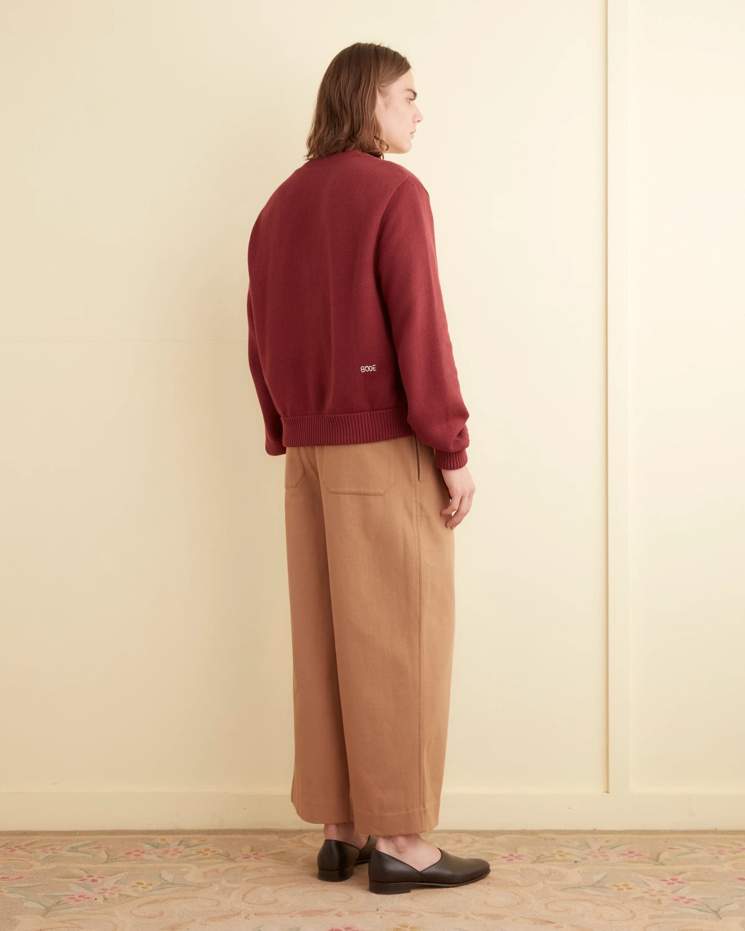 Double-Breasted Cardigan - Maroon - Image 3