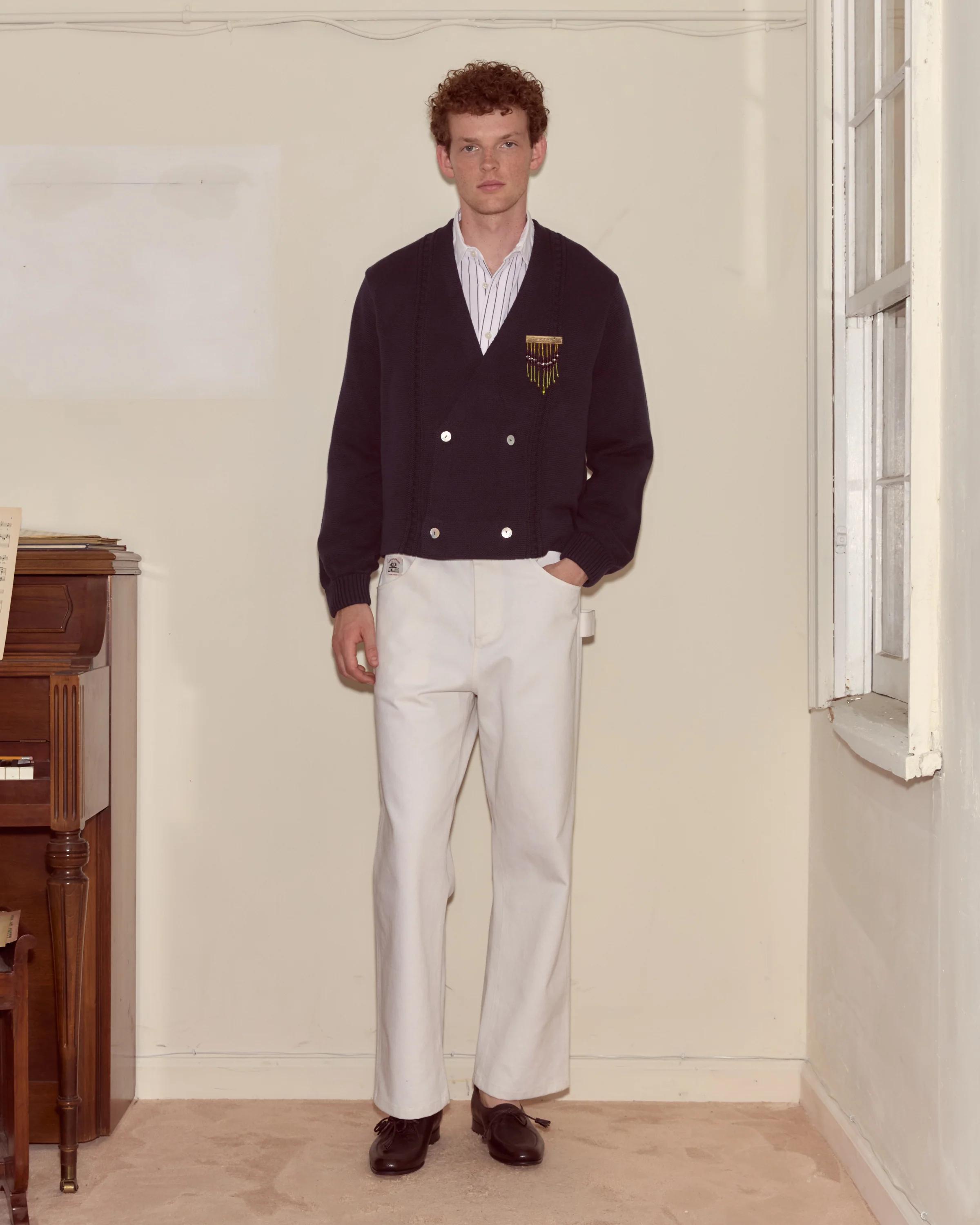 Double-Breasted Cardigan - Navy