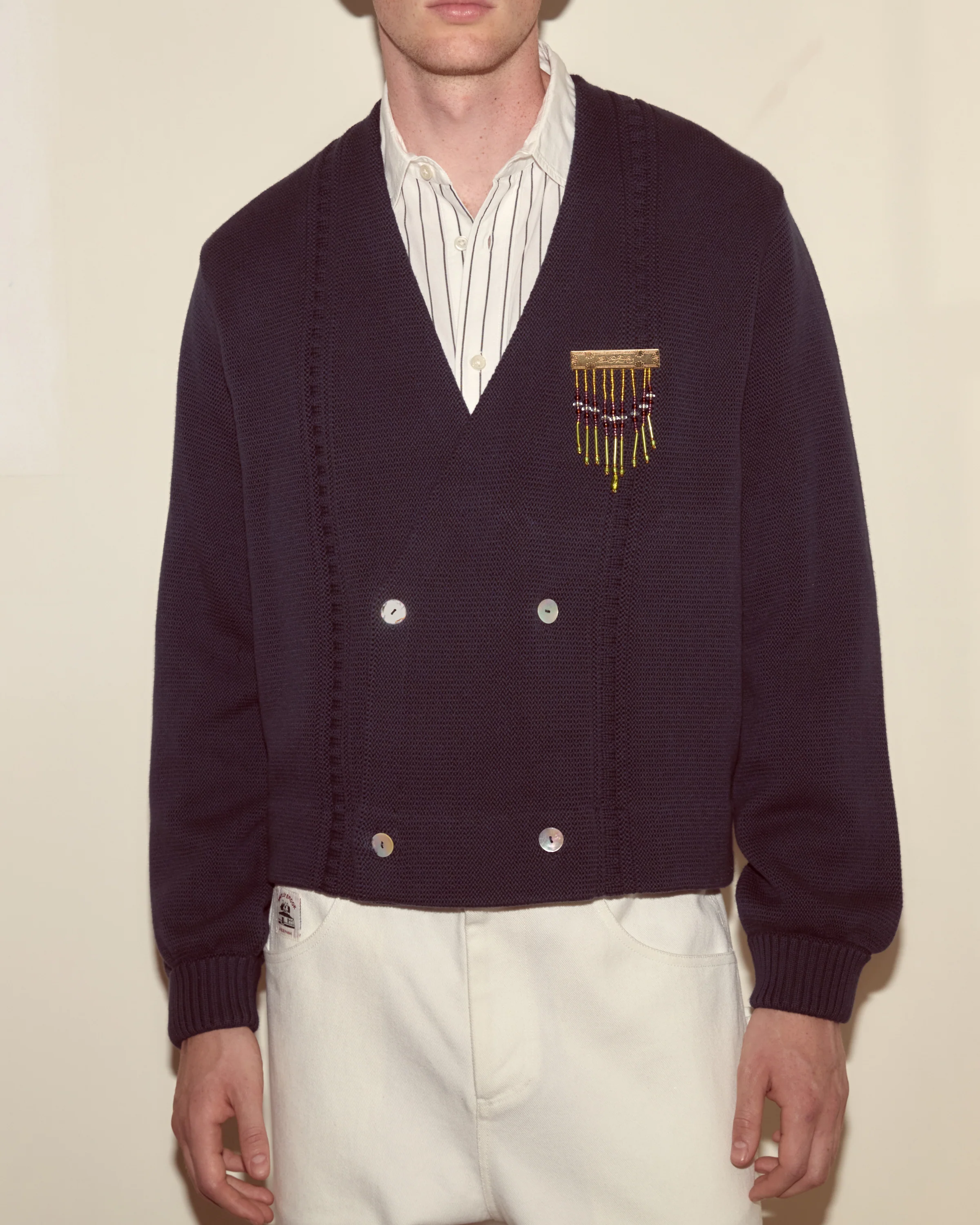 Double-Breasted Cardigan - Navy - Image 2