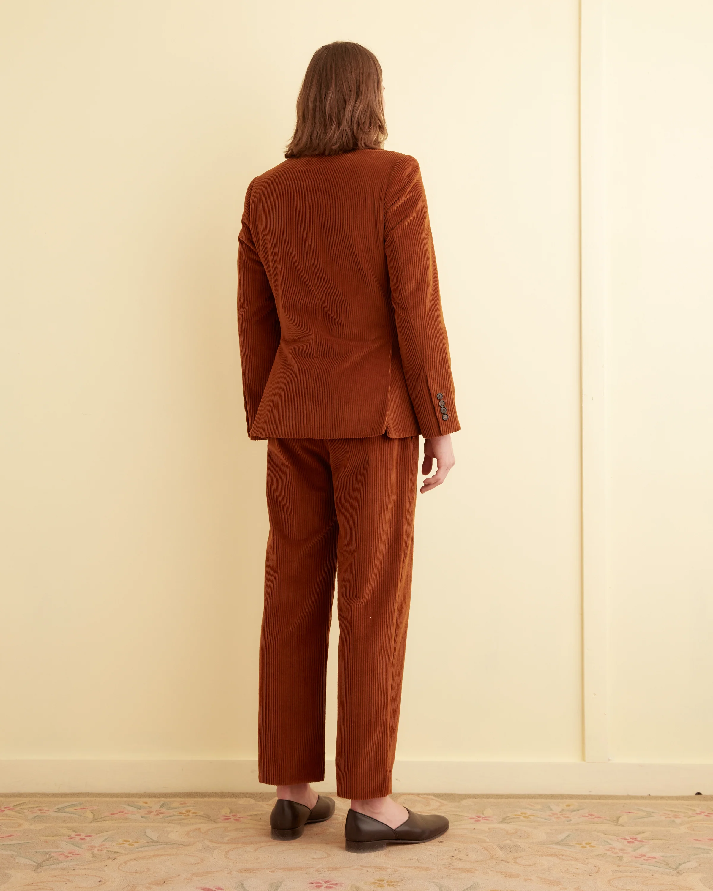 Double-Breasted Corduroy Jacket - Tobacco - Image 3