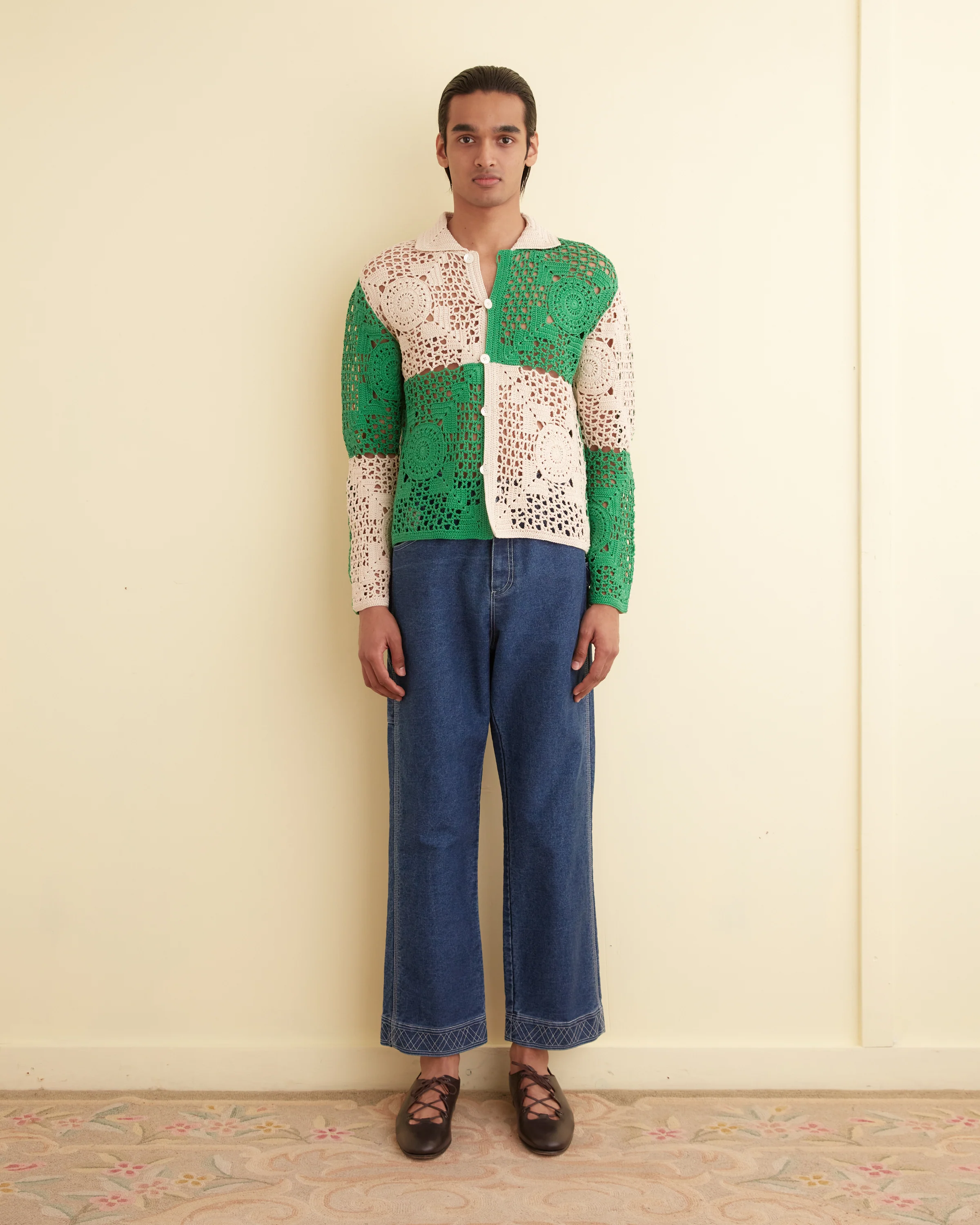 Duotone Crochet Overshirt - Green - Image 2