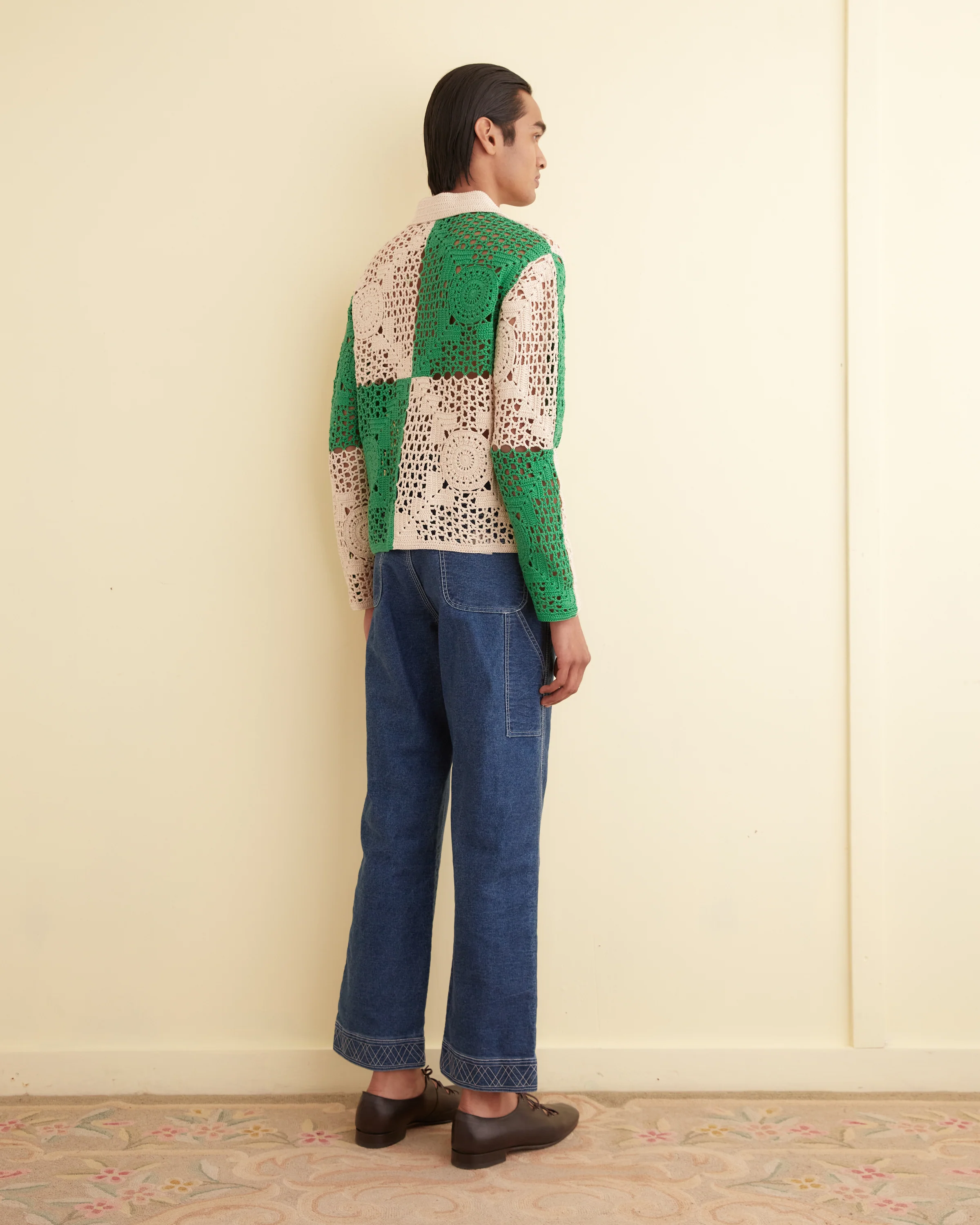 Duotone Crochet Overshirt - Green - Image 4