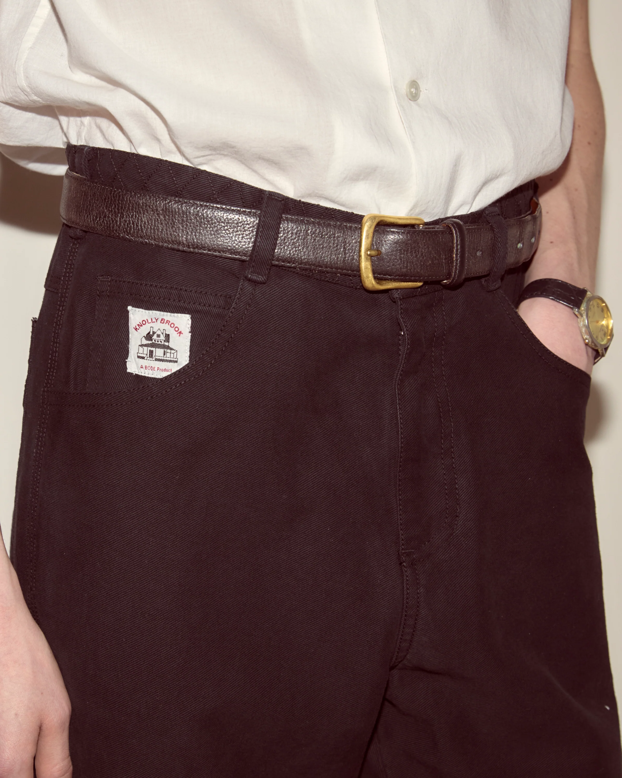 Embroidered Denim Knolly Brook Trousers - Black - Image 2