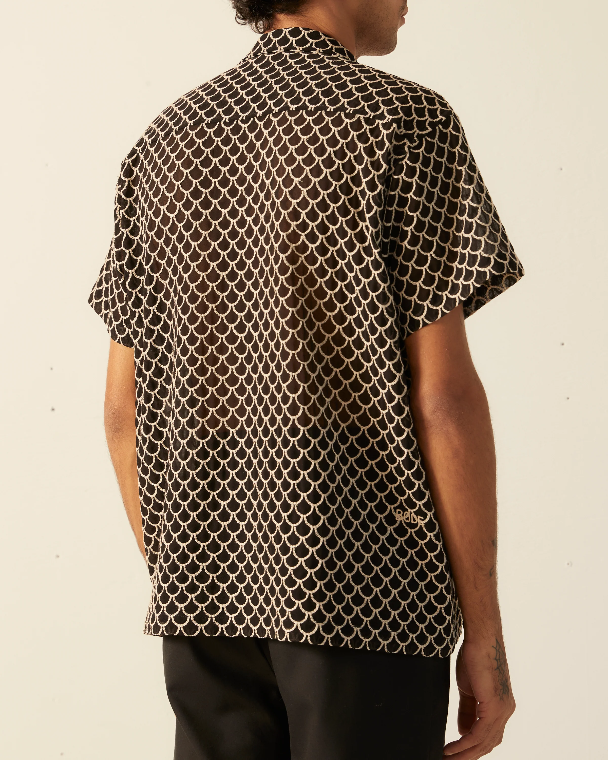 Embroidered Sheer Siren Short Sleeve Shirt - Image 4