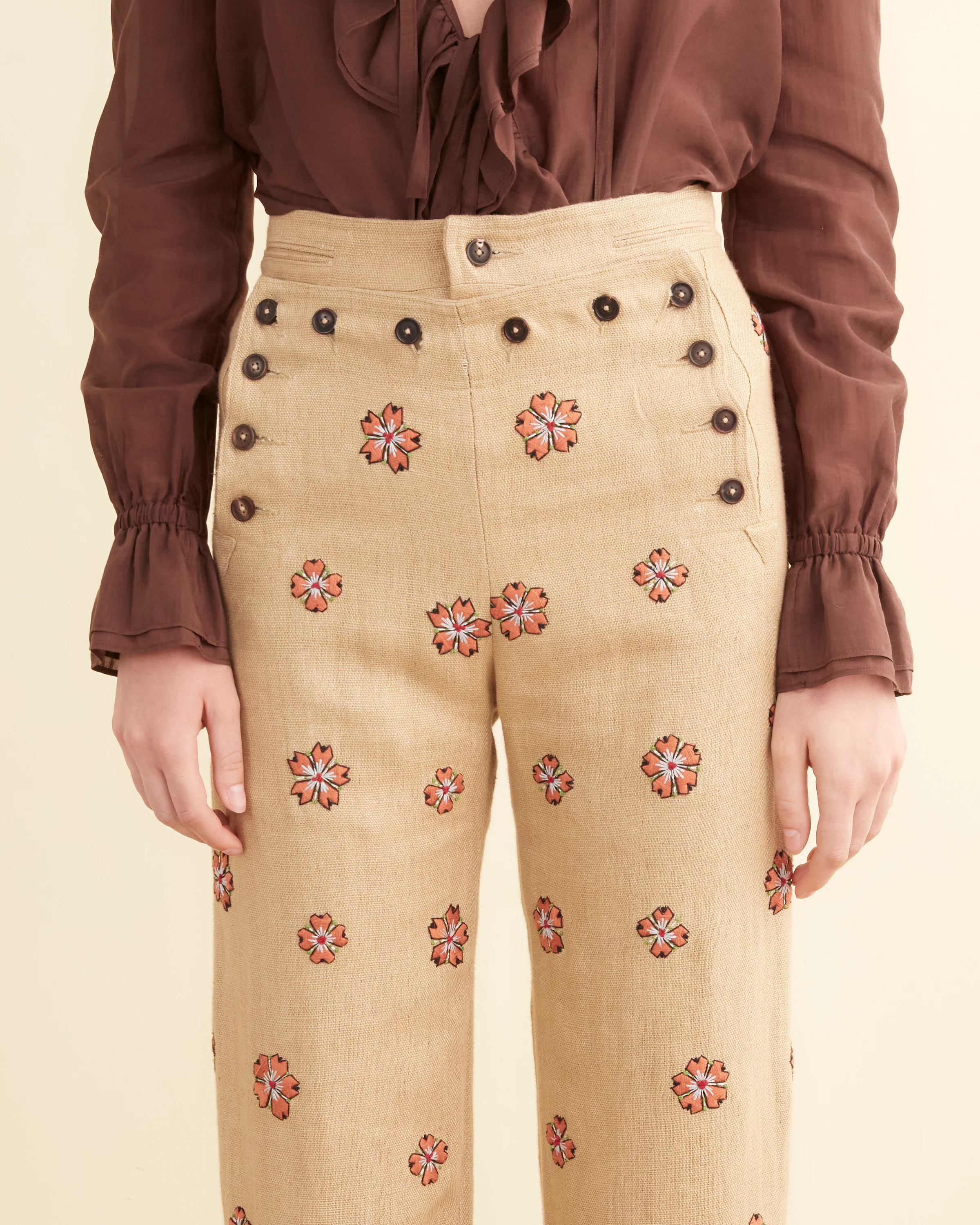 Embroidered Waxflower Trousers - Image 3