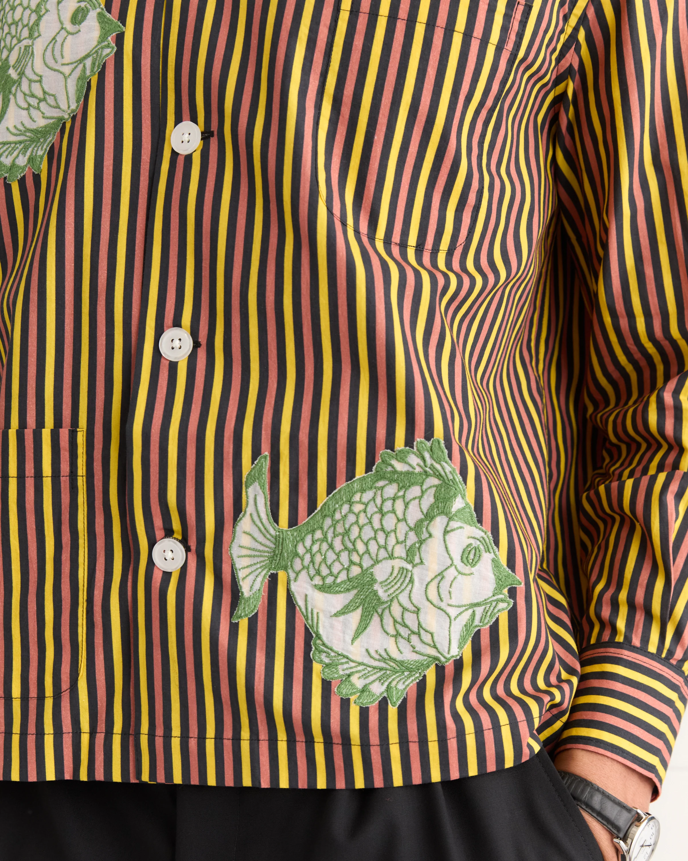 Fish Appliqué Long Sleeve Shirt