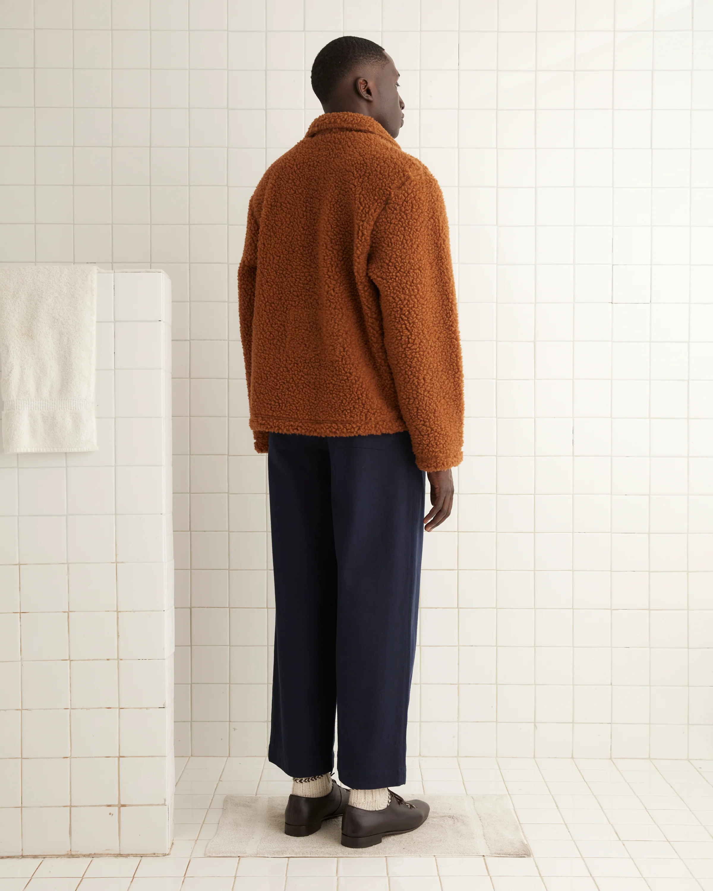 Fleece Tie-Up Pullover - Brown - Image 3