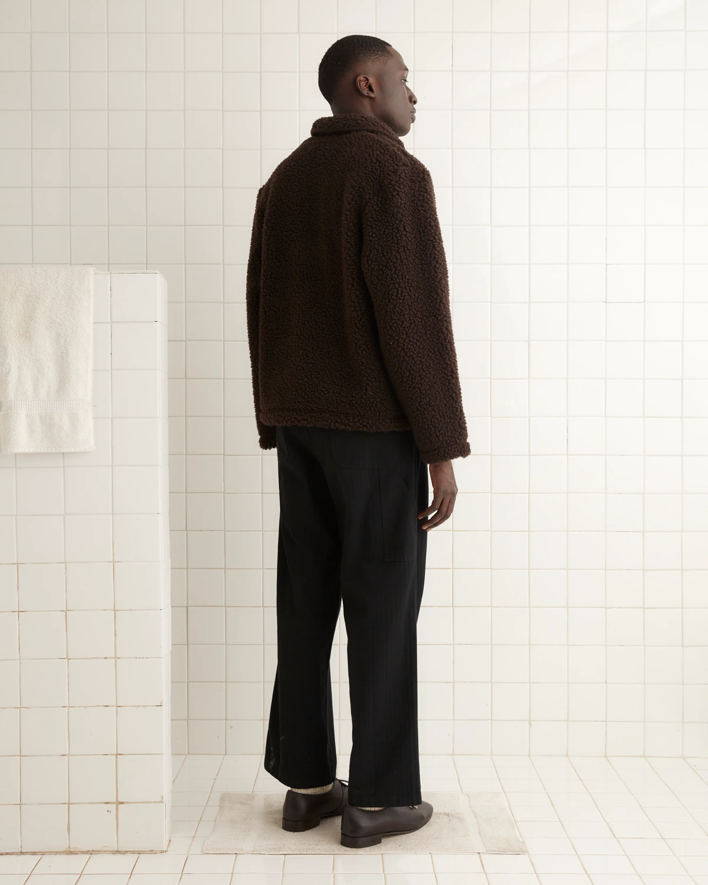 Fleece Tie-Up Pullover - Dark Brown - Image 3