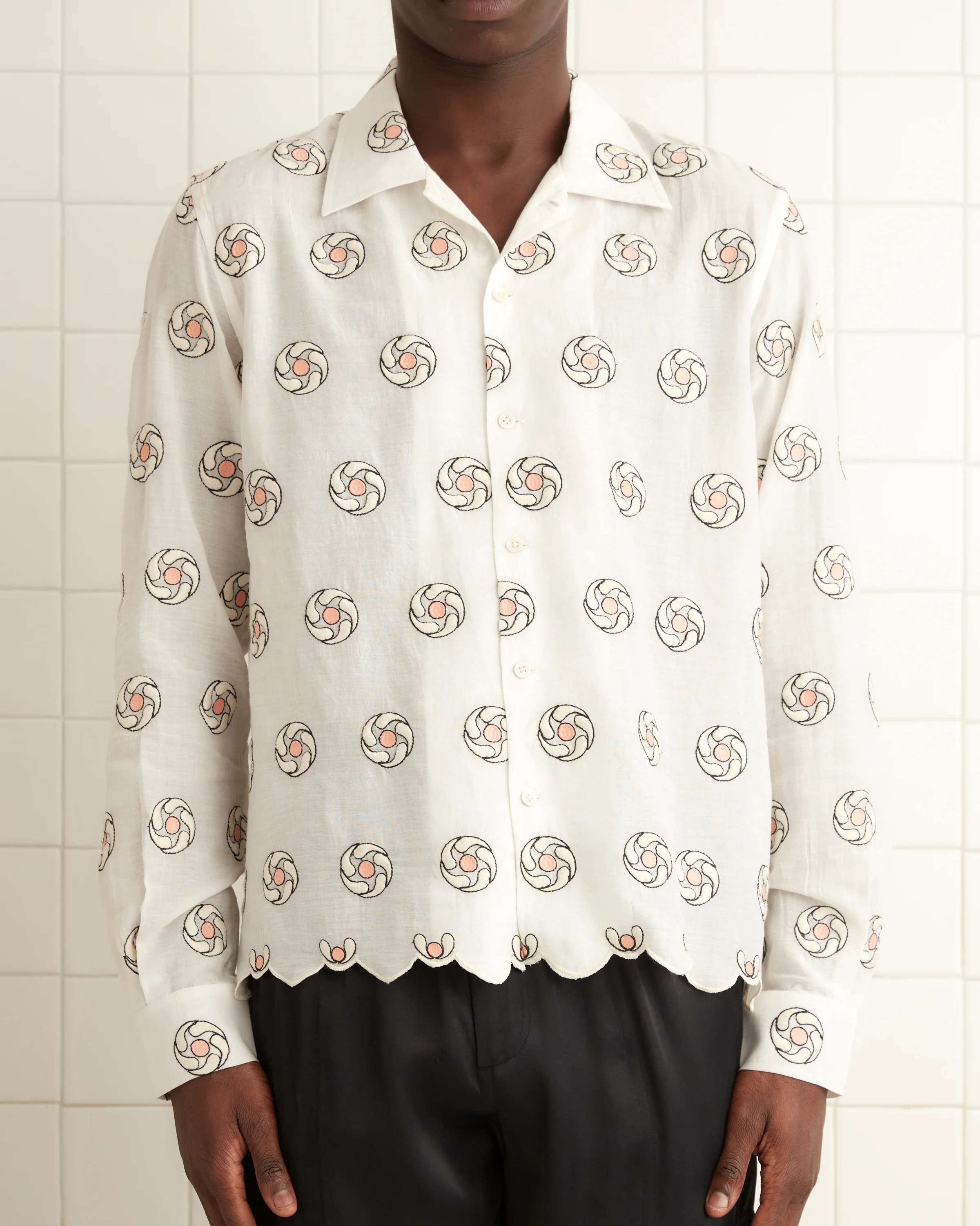 Floral Aperture Long Sleeve Shirt