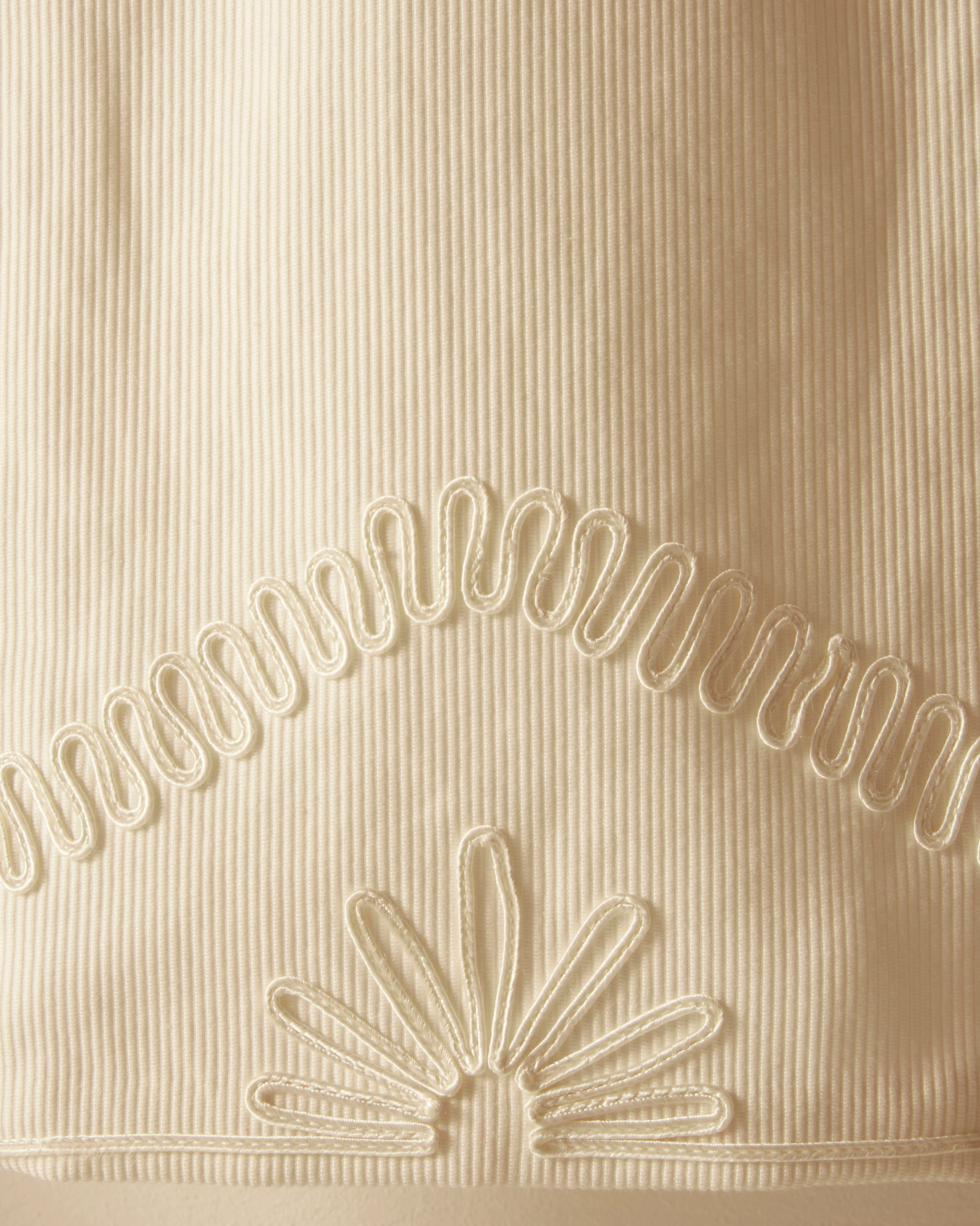 Floral Cording Trousers - White