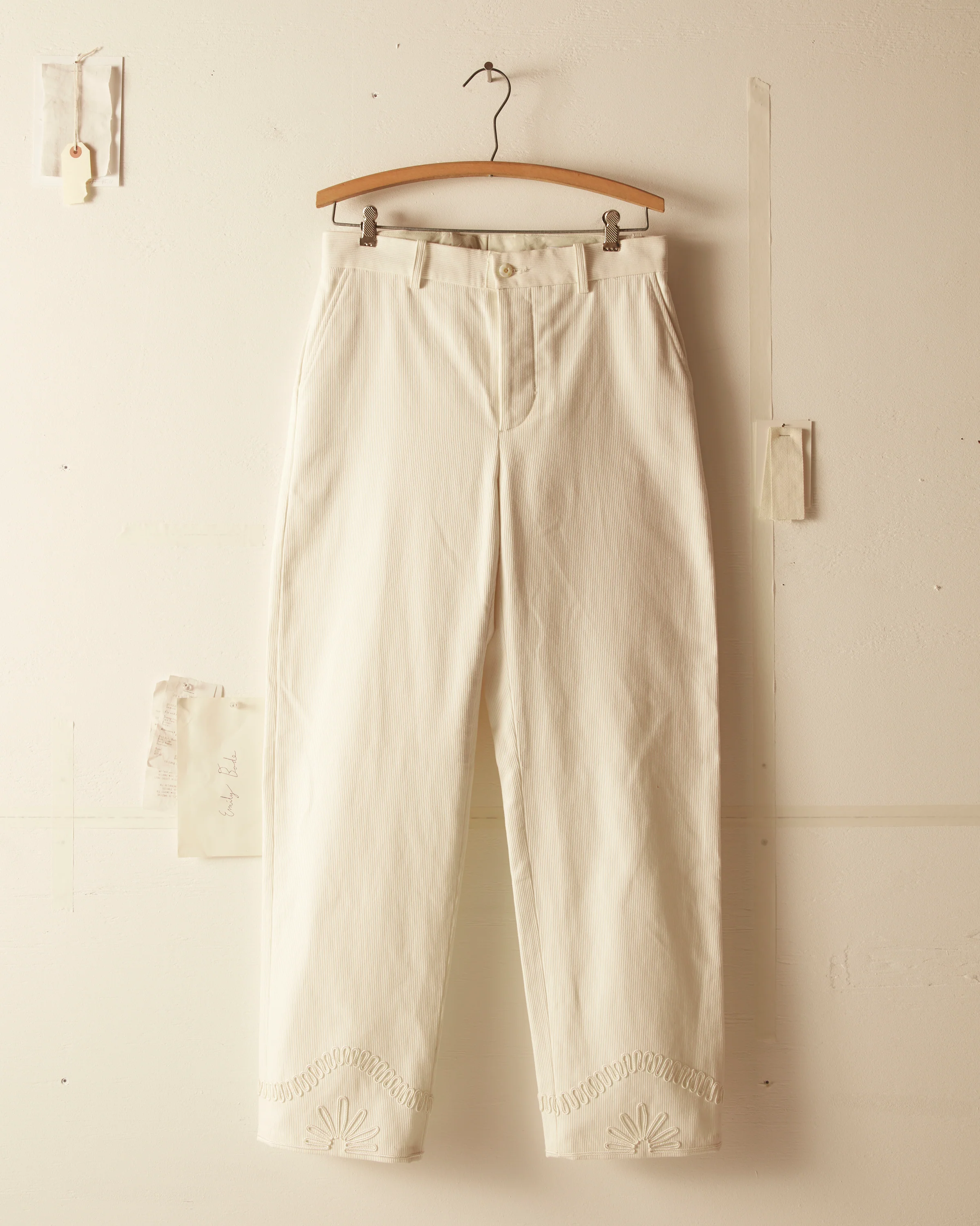 Floral Cording Trousers - White - Image 2