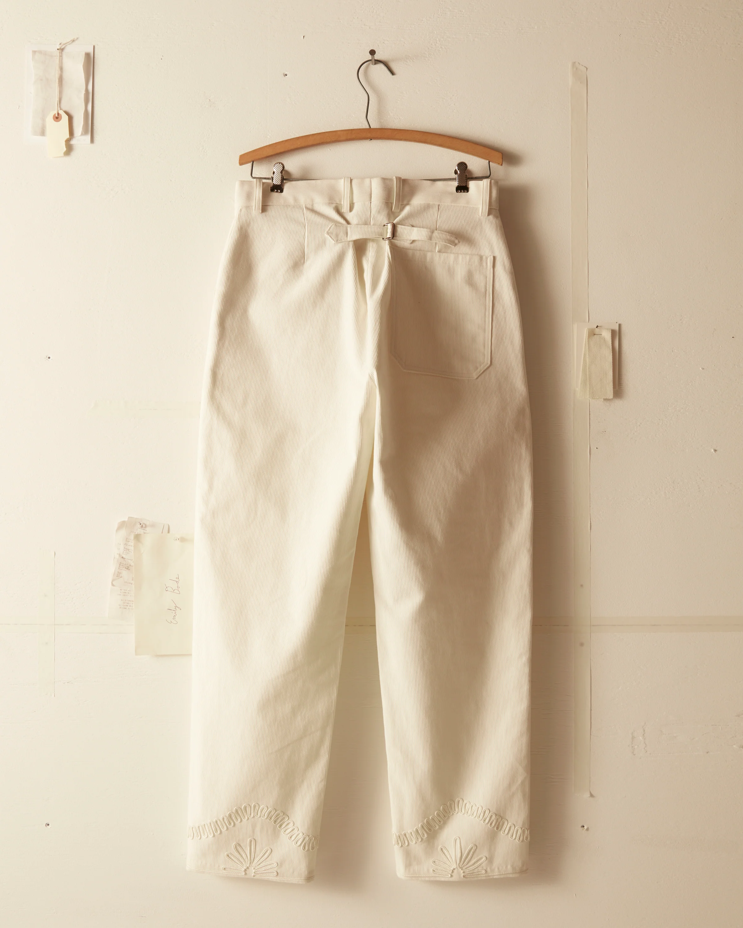 Floral Cording Trousers - White - Image 4