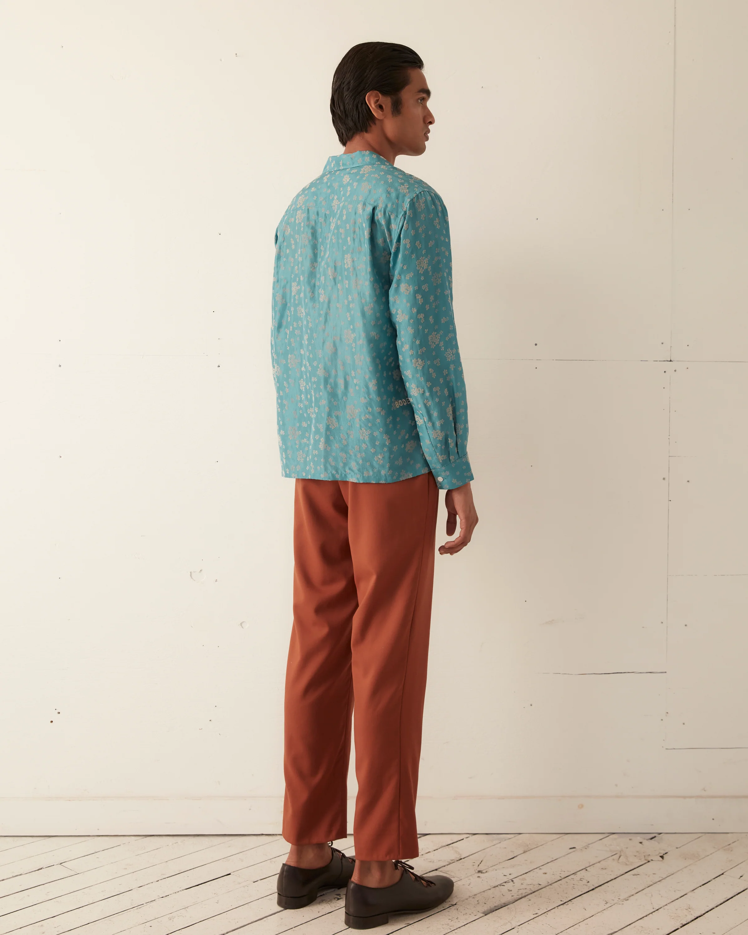 Floral Flocked Long Sleeve Shirt - Image 4