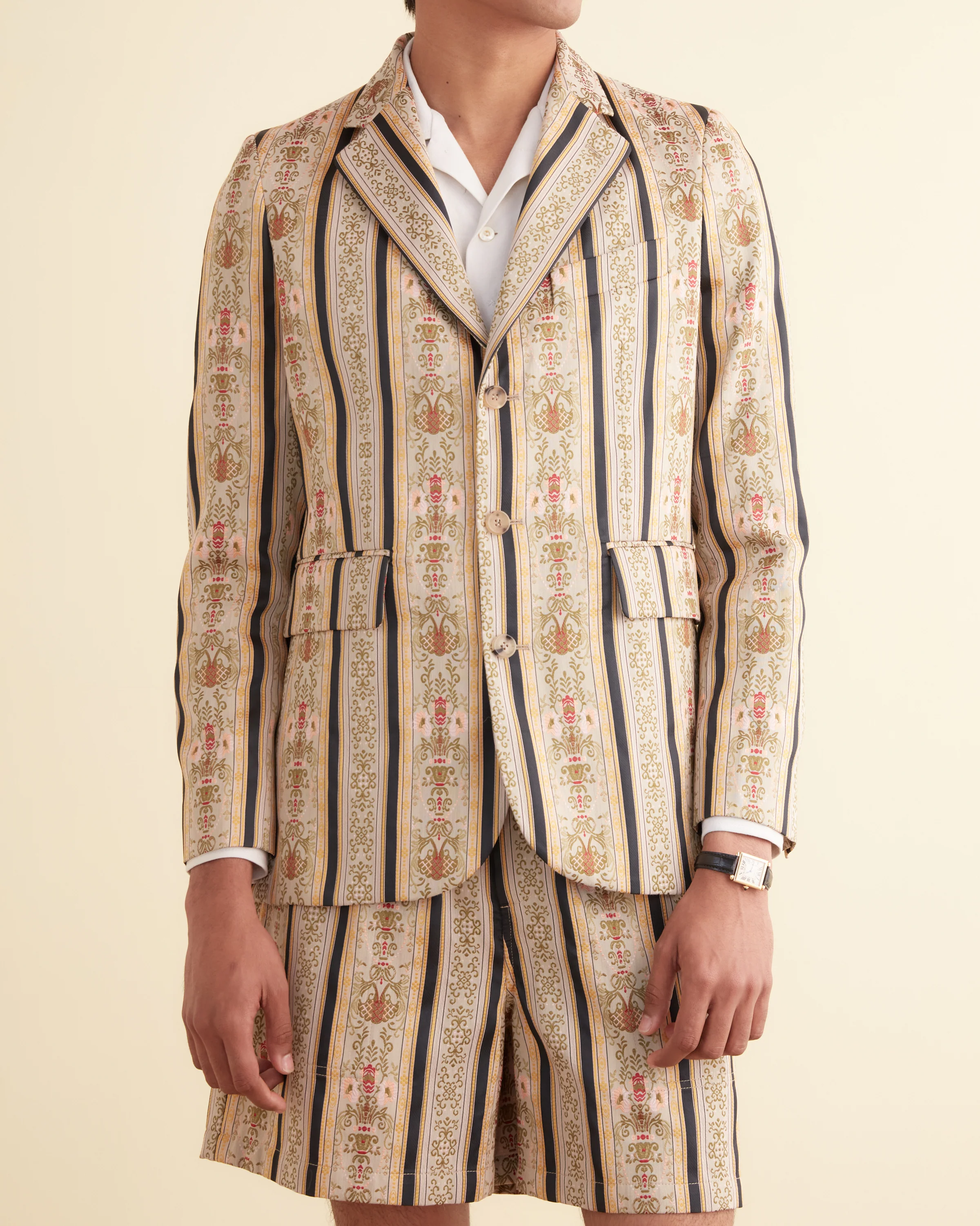 Floret Brocade Single-Breasted Suit Jacket - Image 2