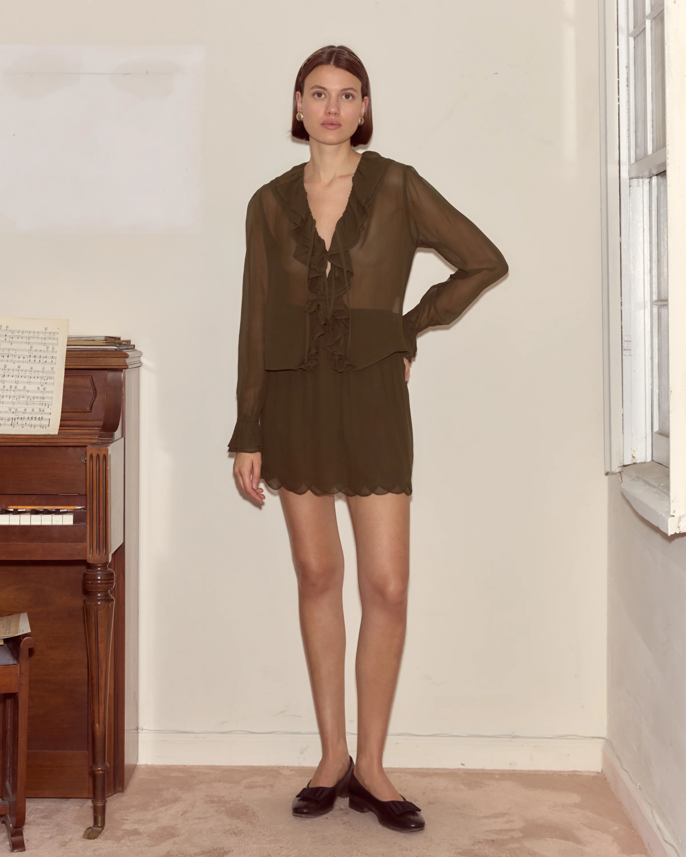 Flounce Blouse - Olive - Image 2