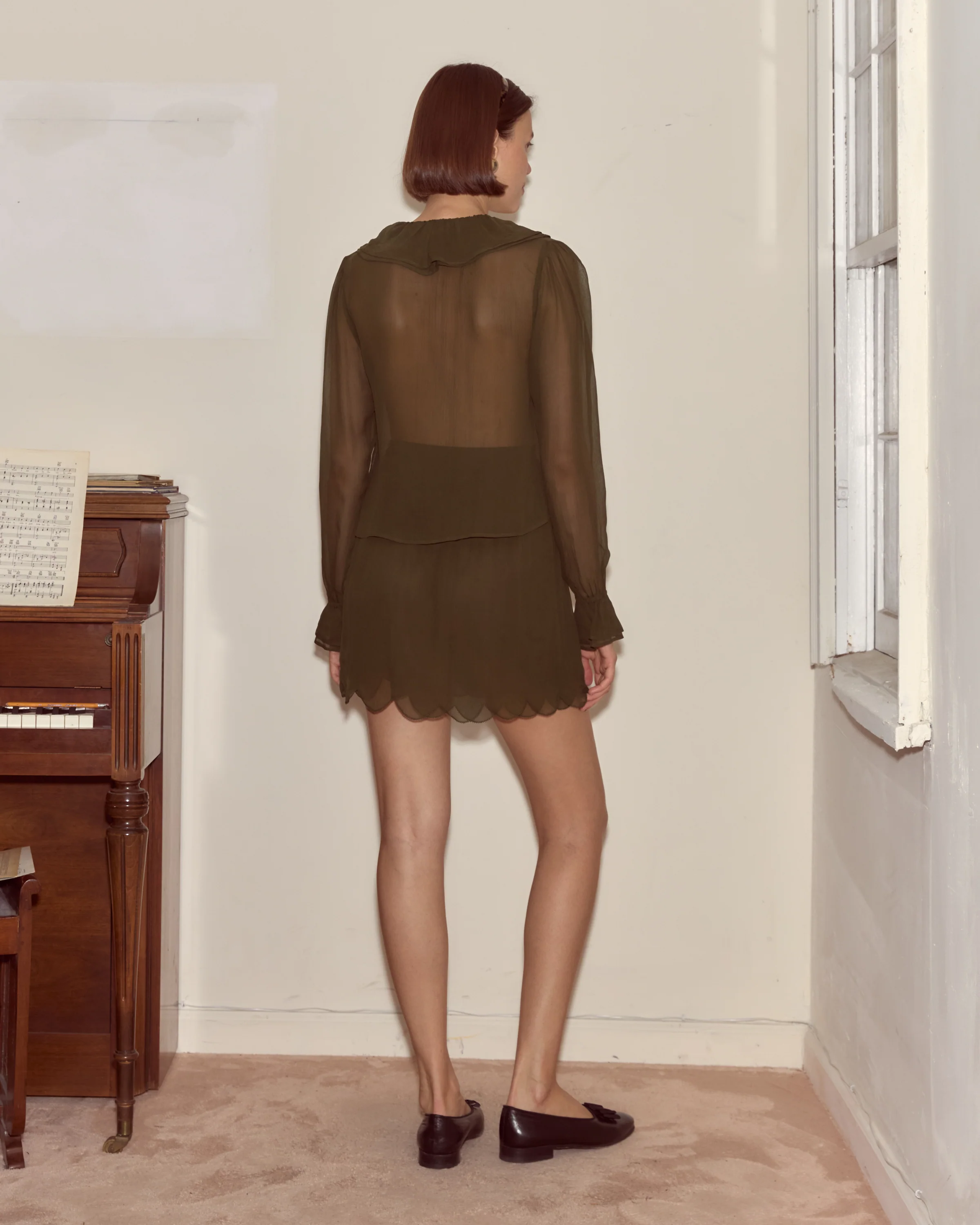 Flounce Blouse - Olive - Image 3