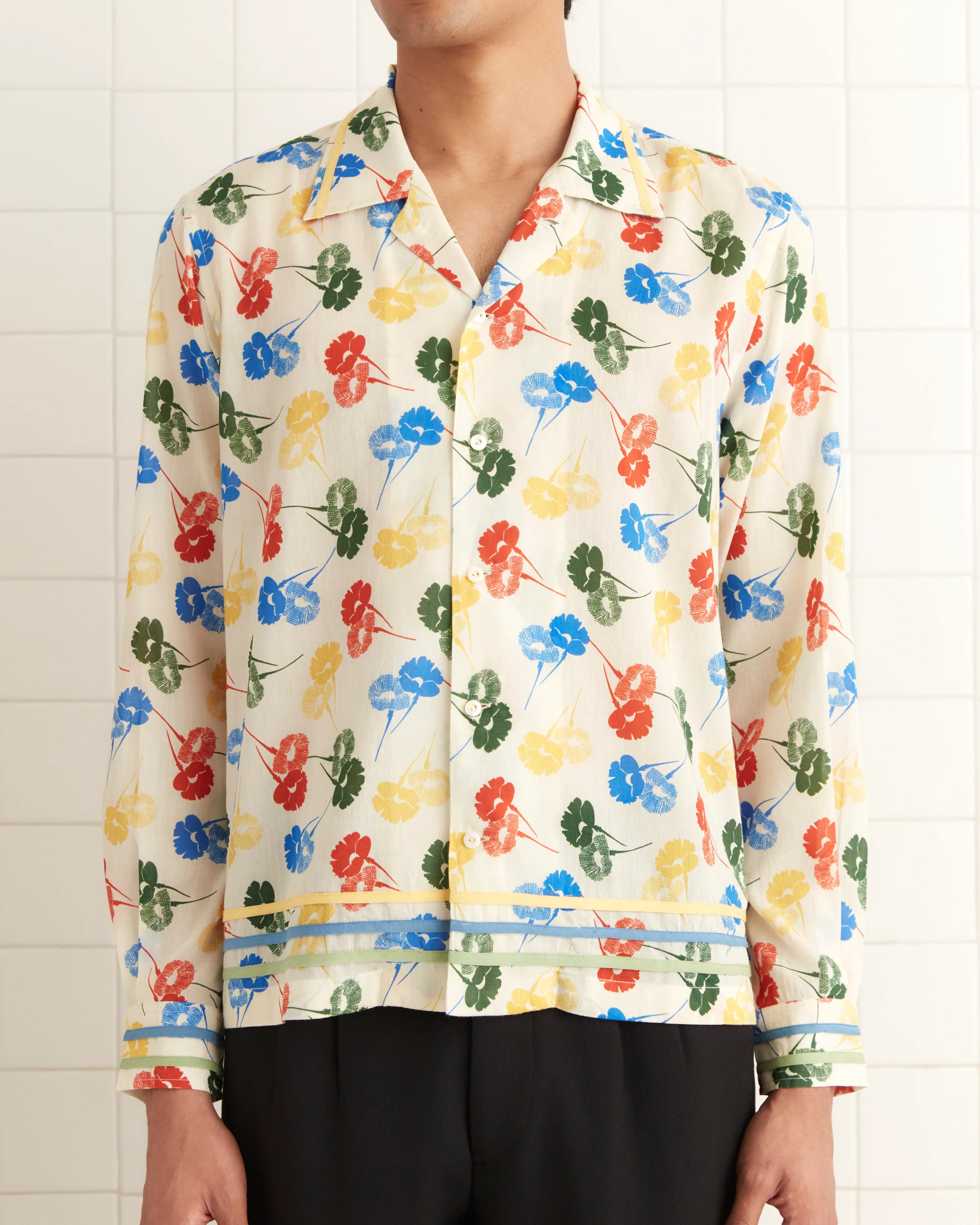 Flower Stamp Long Sleeve Shirt - Image 2