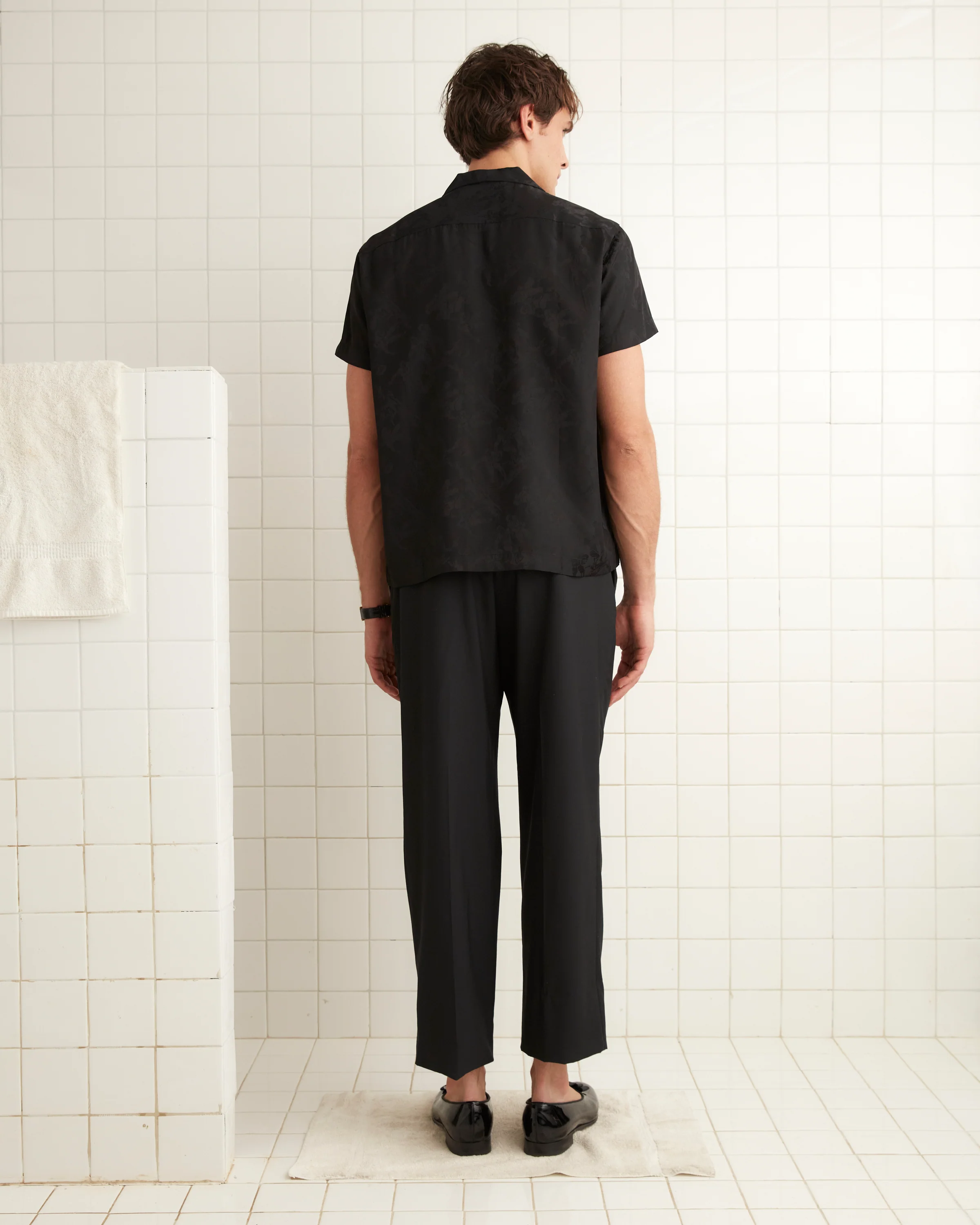 Football Jacquard Bowling Shirt - Black - Image 3