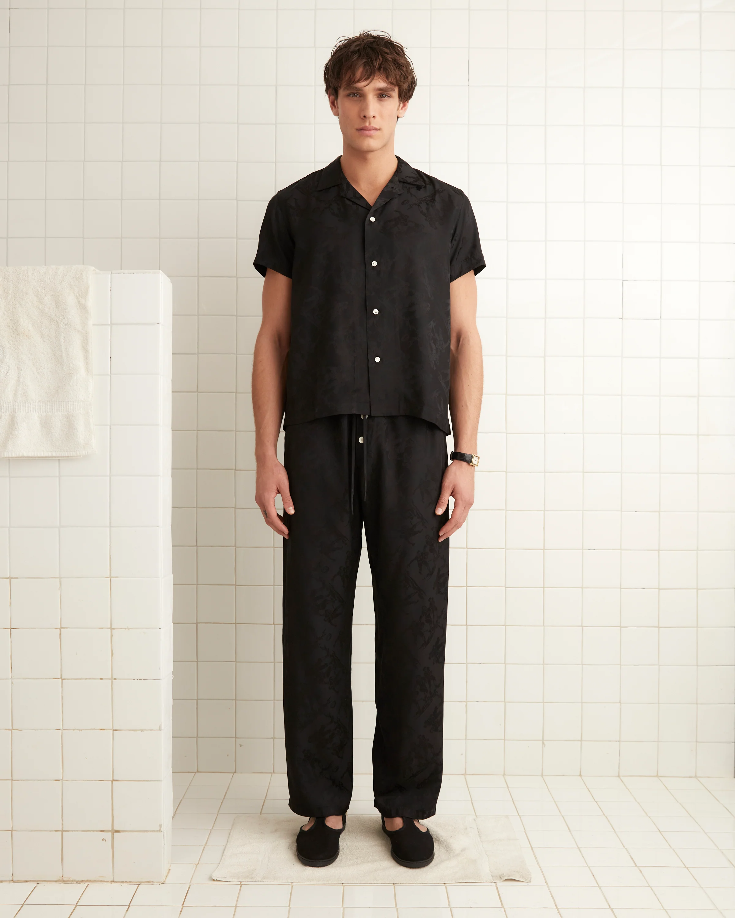 Football Jacquard Pajama Pants - Black