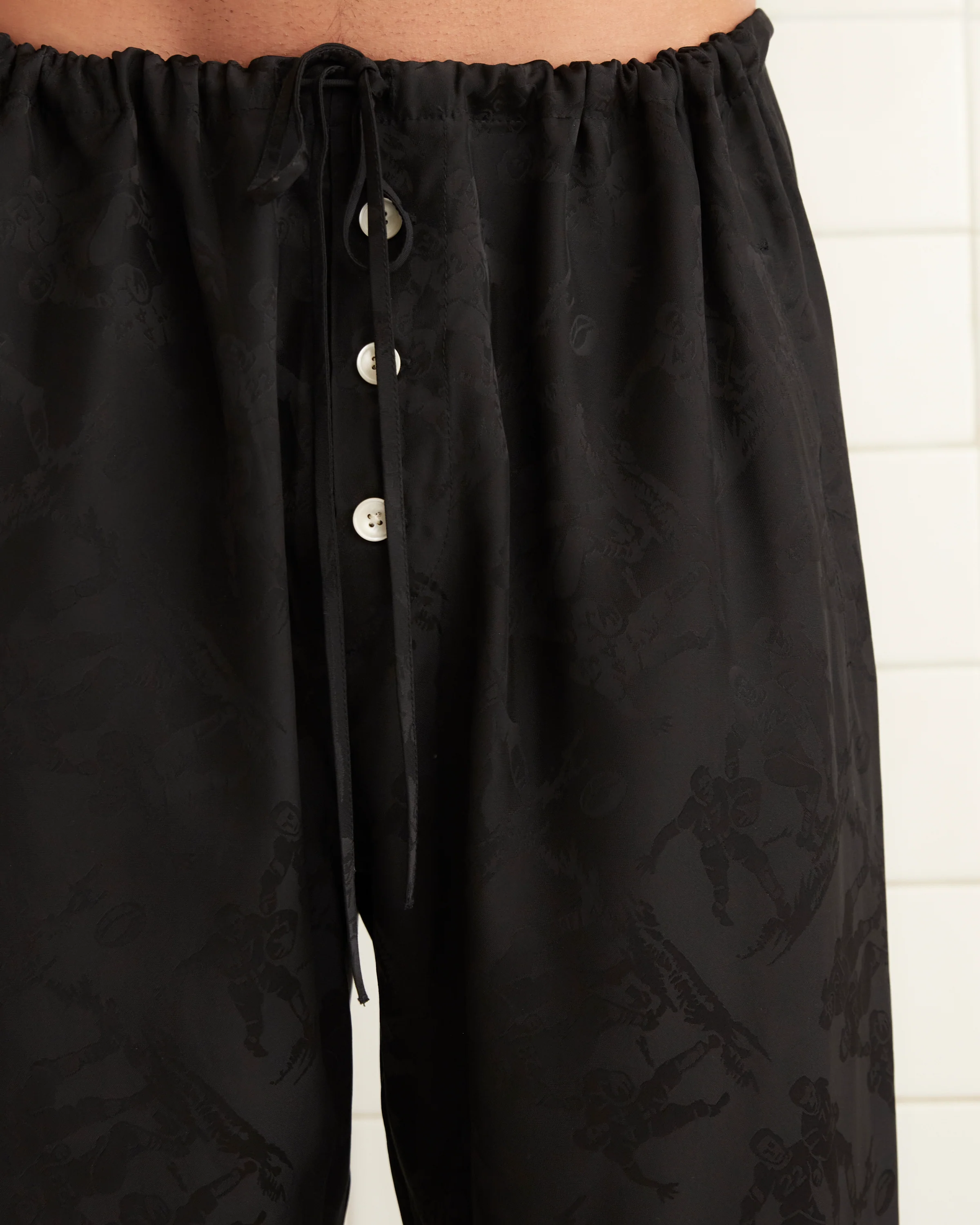 Football Jacquard Pajama Pants - Black - Image 2