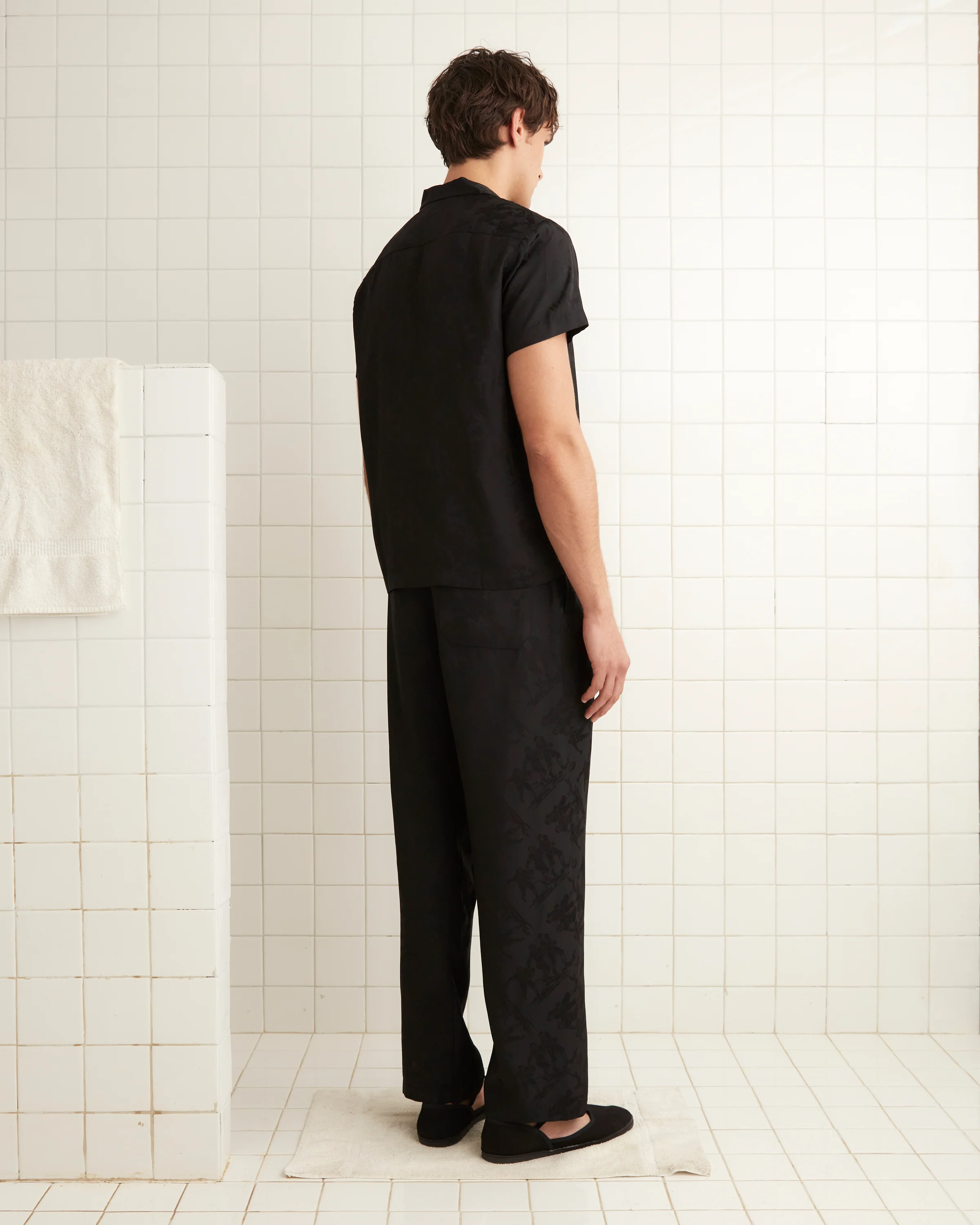 Football Jacquard Pajama Pants - Black - Image 3