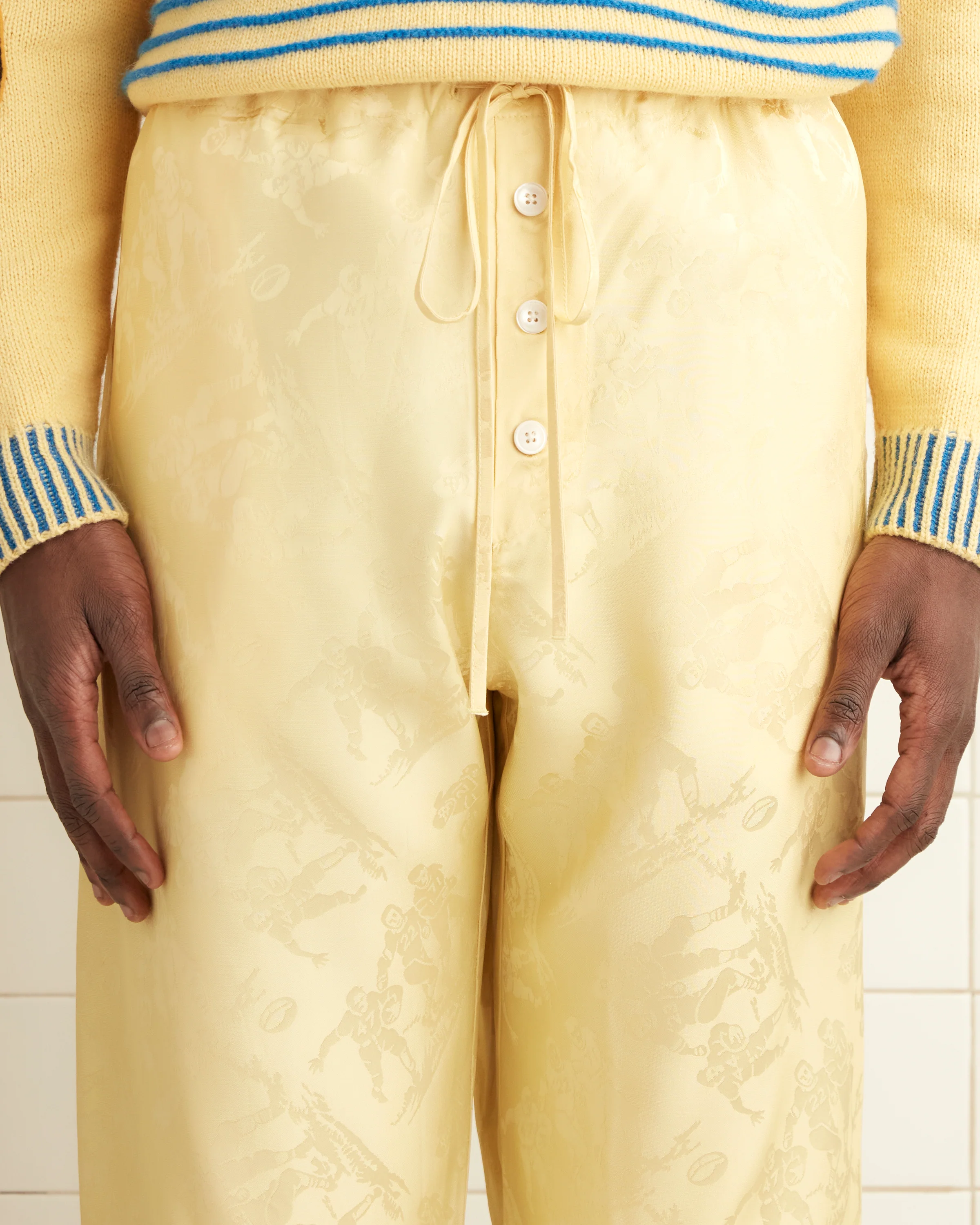 Football Jacquard Pajama Pants - Yellow - Image 2