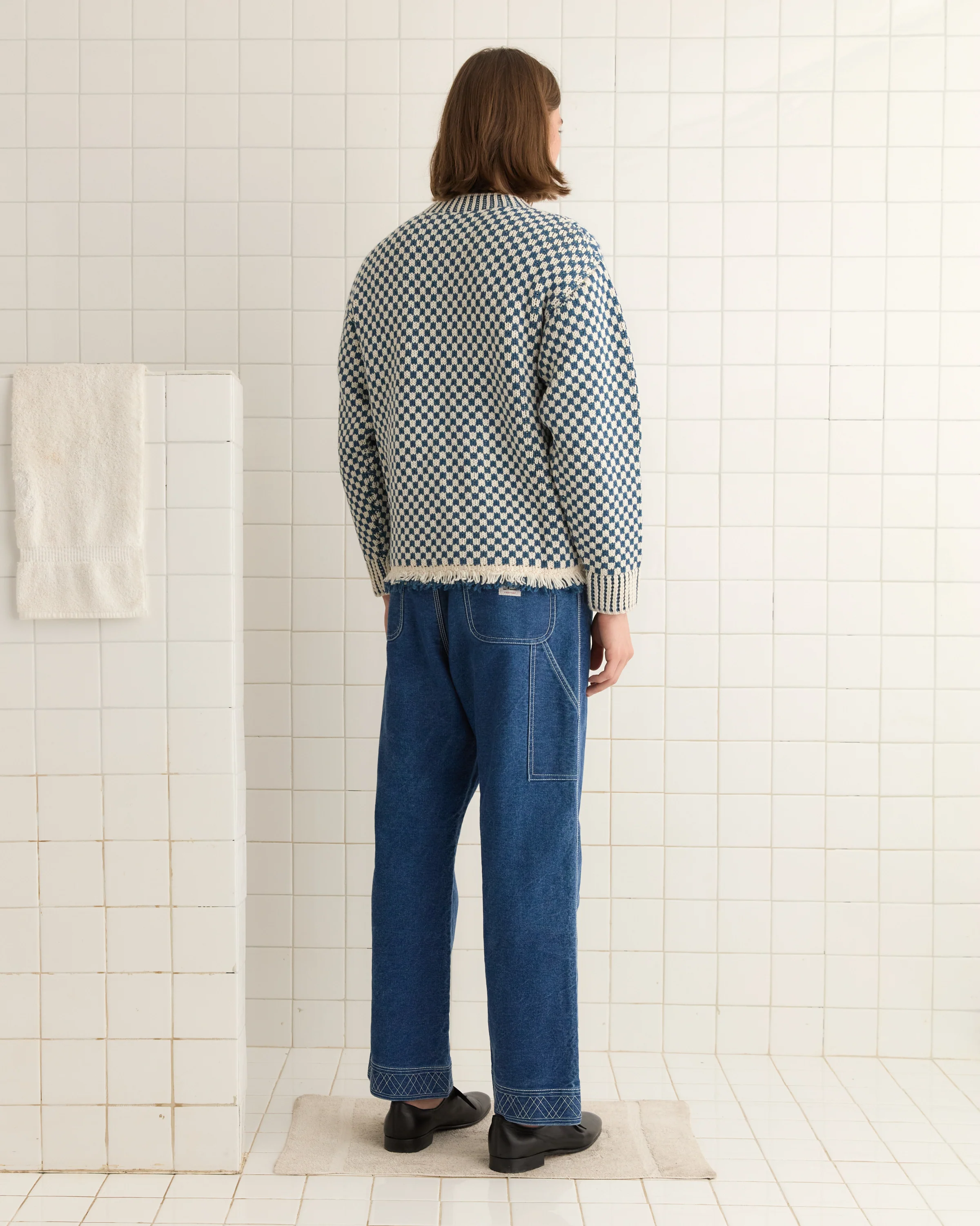Fringe Check Pullover - Blue - Image 3