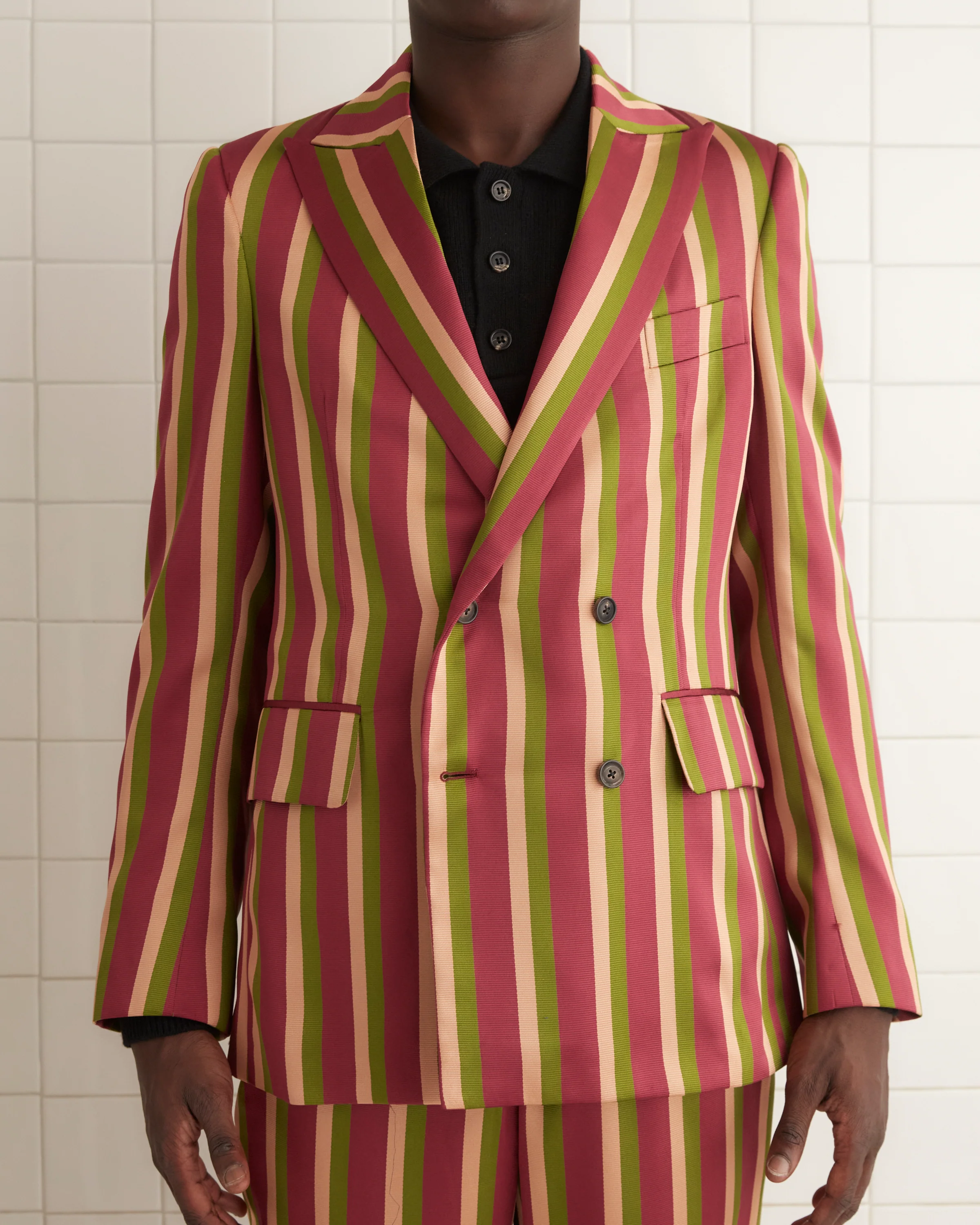 Juniper Stripe Double-Breasted Suit Jacket - Image 2