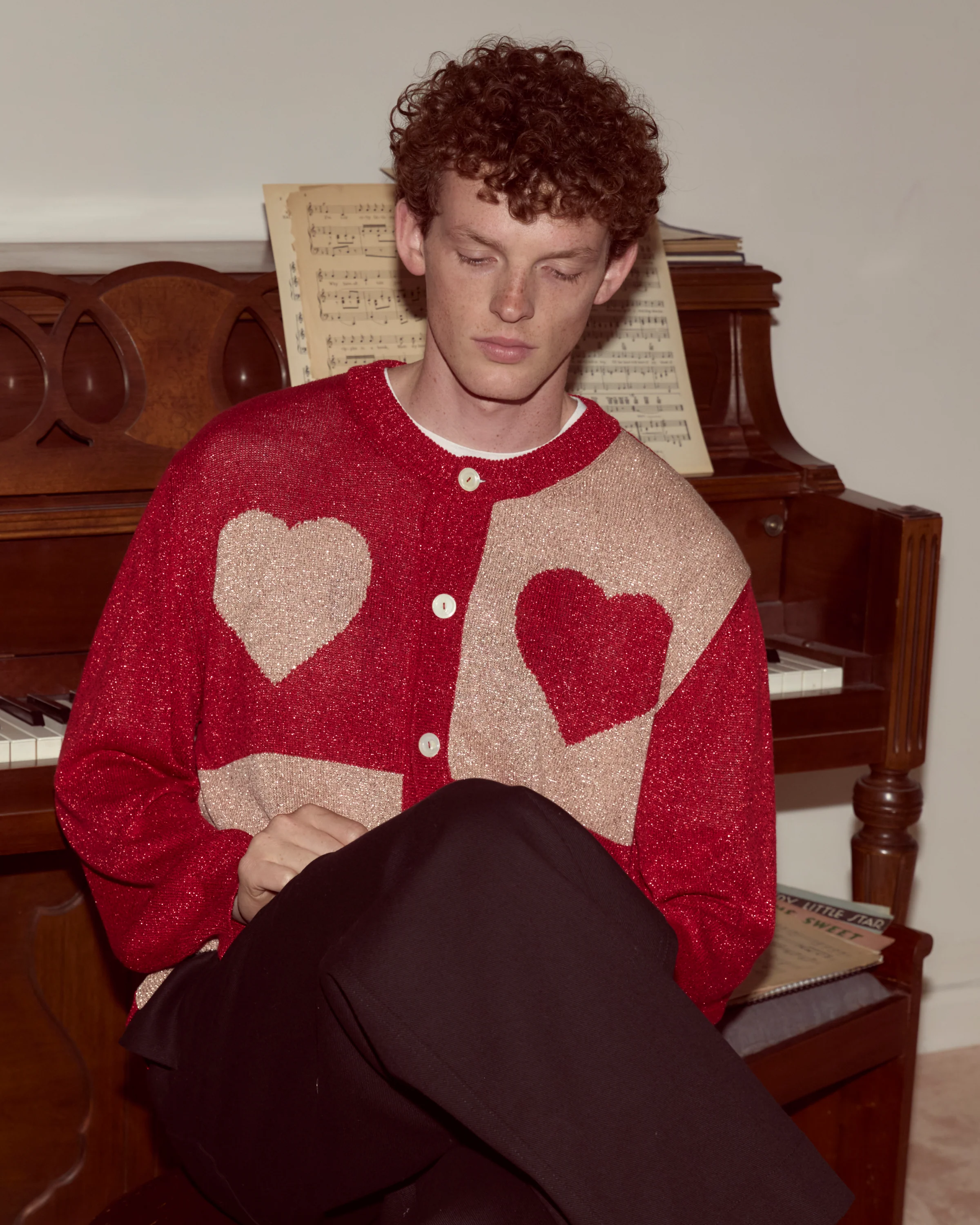 Lamé Hearts Cardigan - Image 3