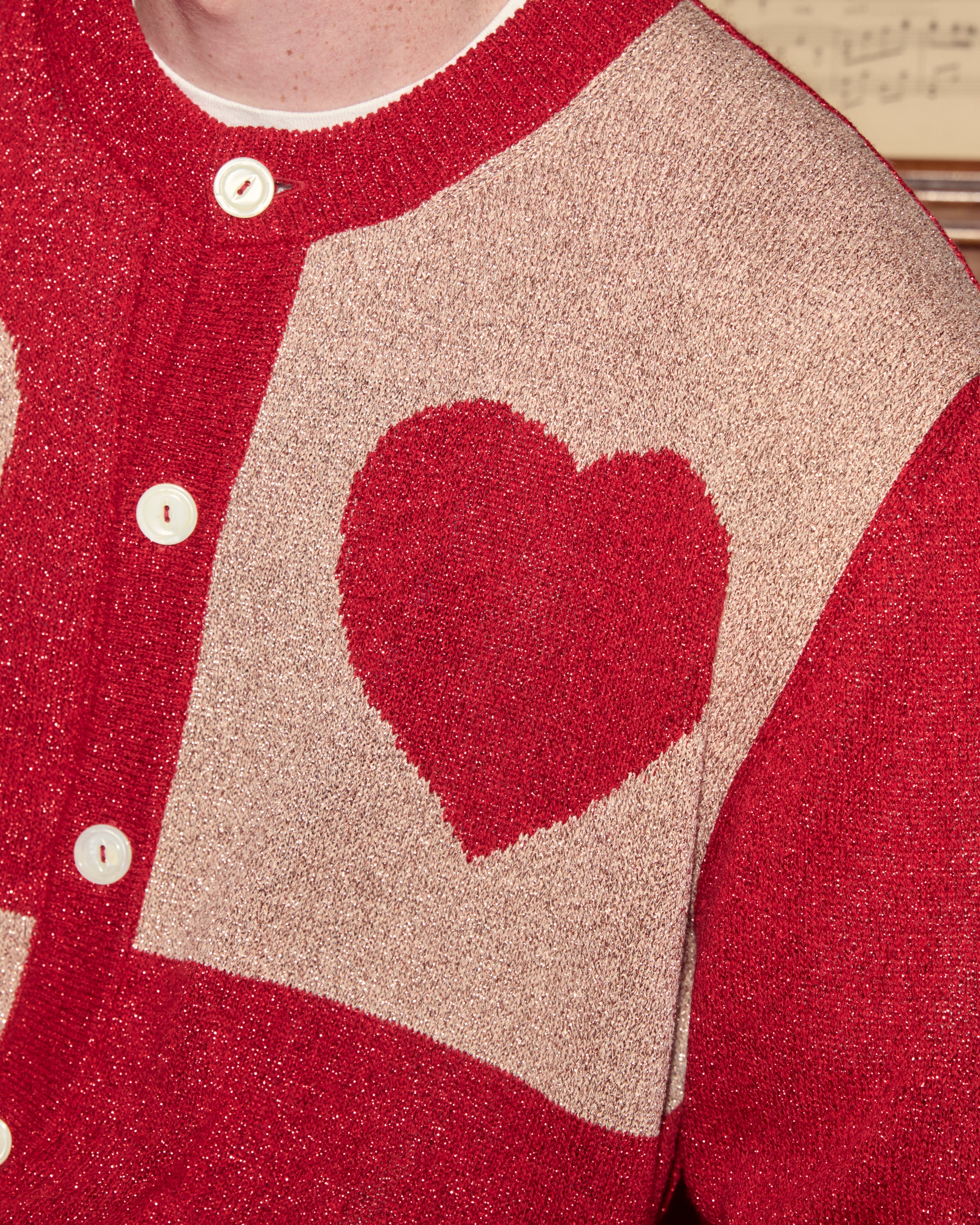 Lamé Hearts Cardigan - Image 4