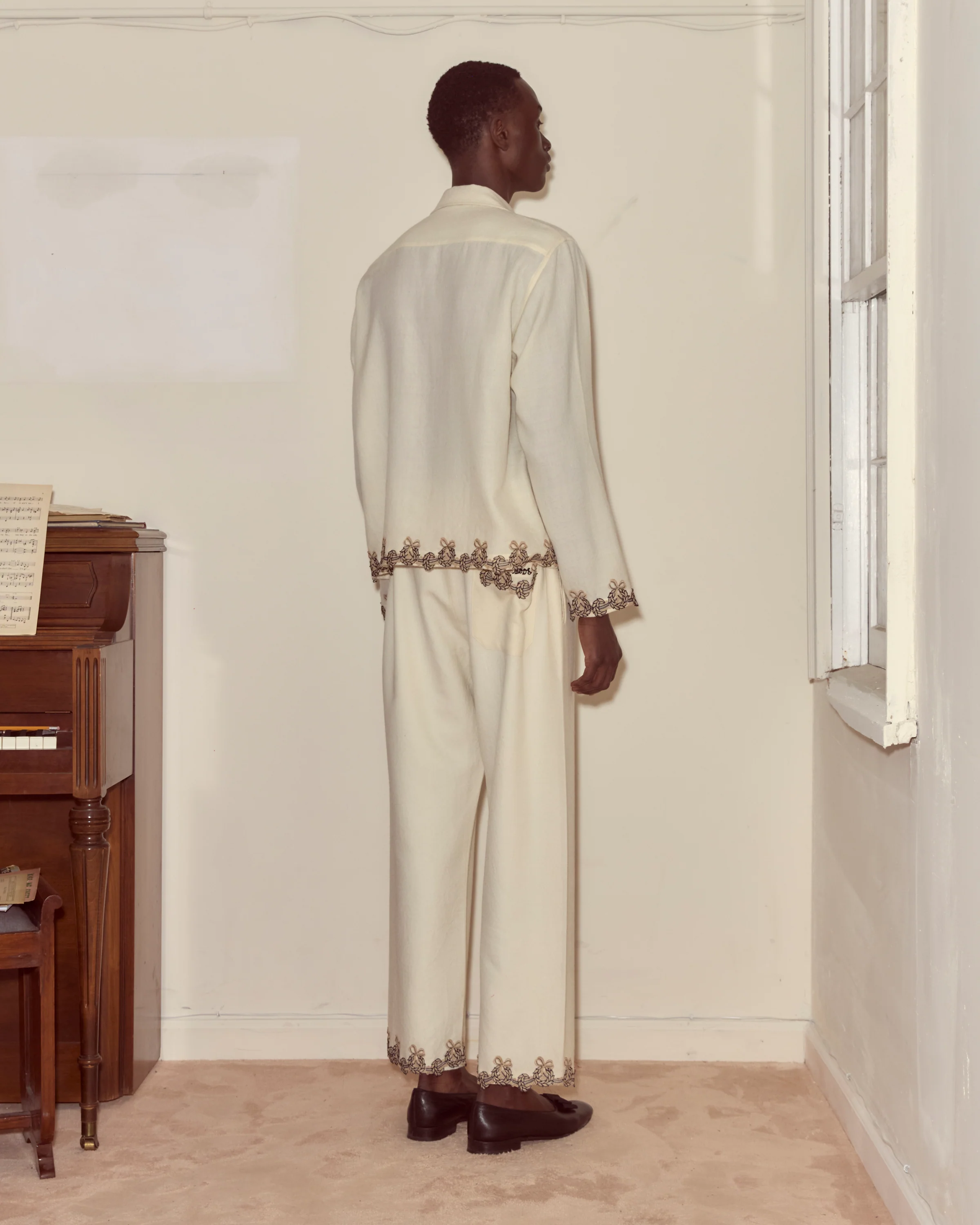 Laurelist Pajama Pants - Cream - Image 3