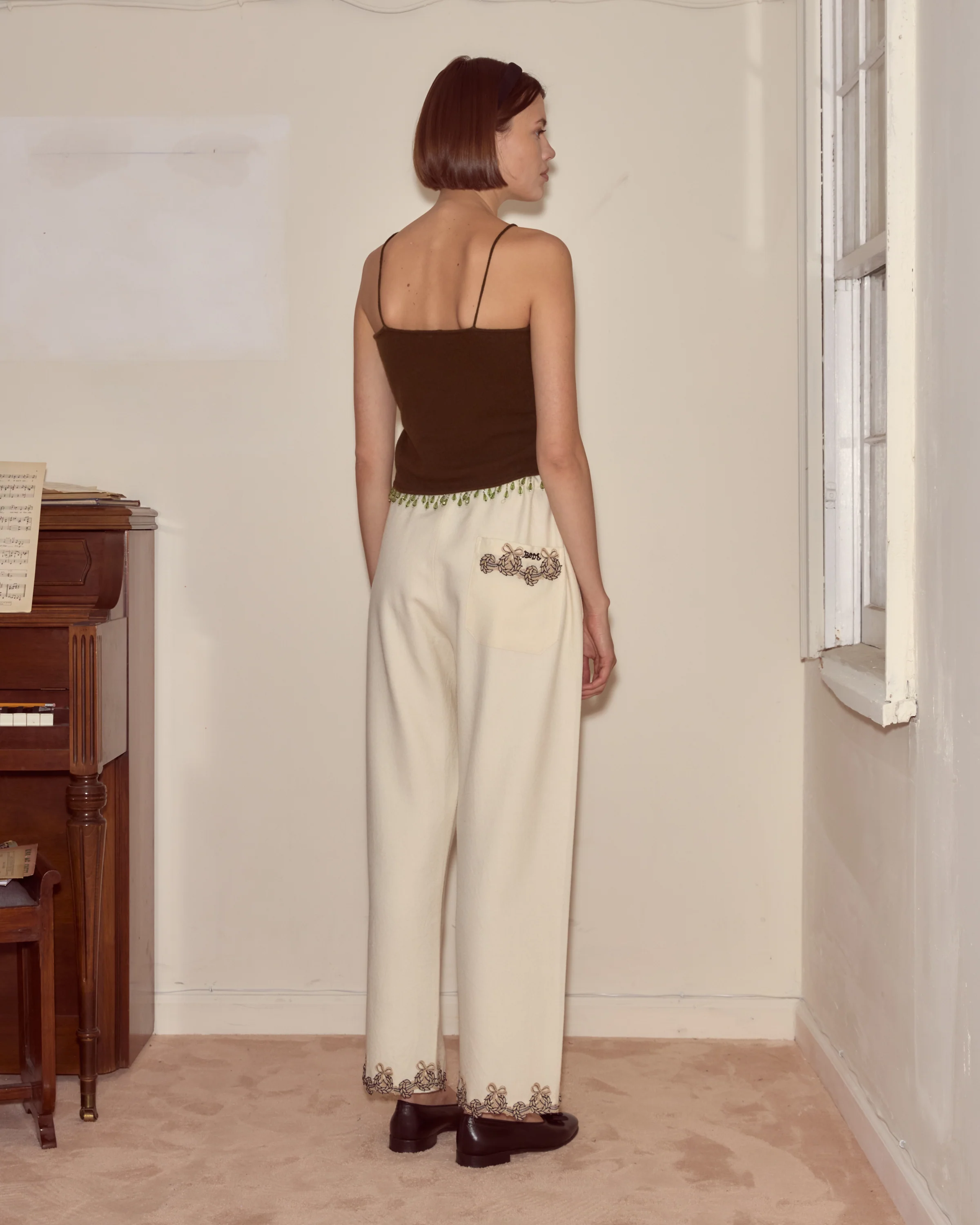Laurelist Pajama Pants - Cream - Image 3