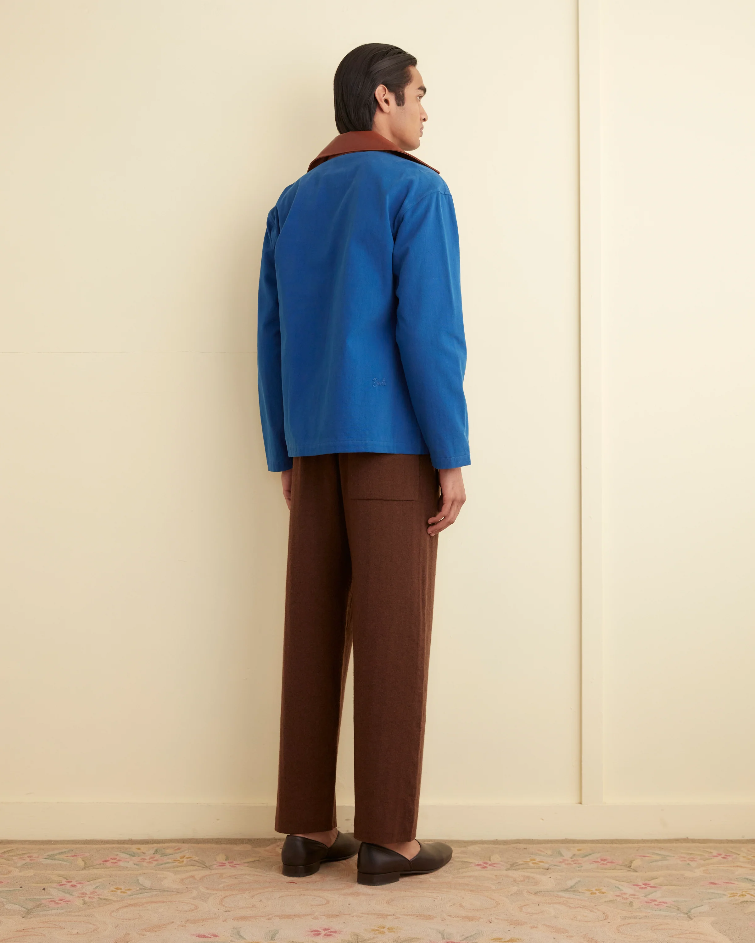 Leather Tab Jacket - Tan/Blue - Image 3