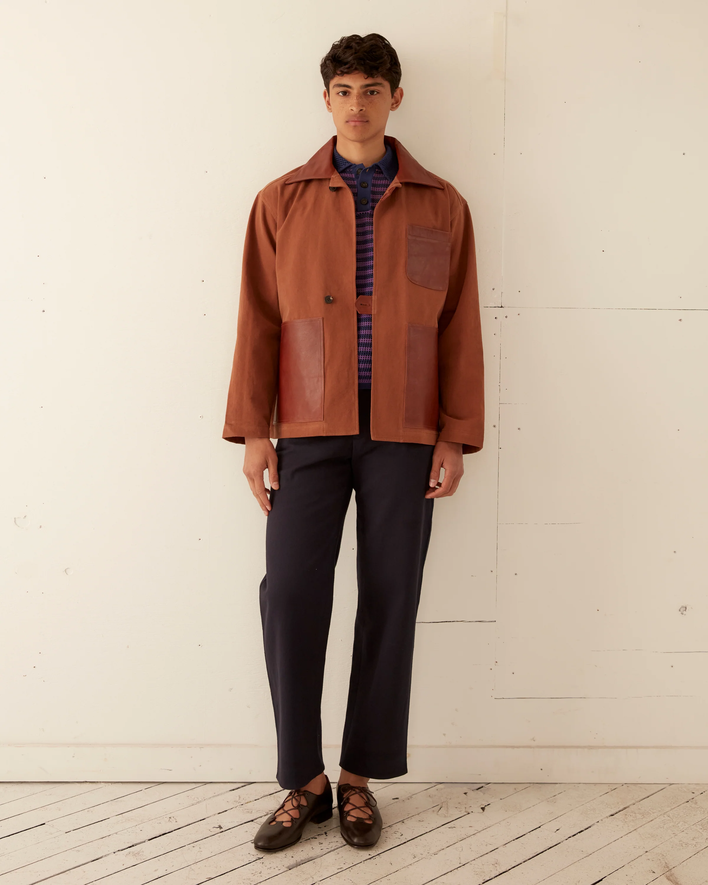 Leather Tab Jacket - Tan/Brown - Image 2