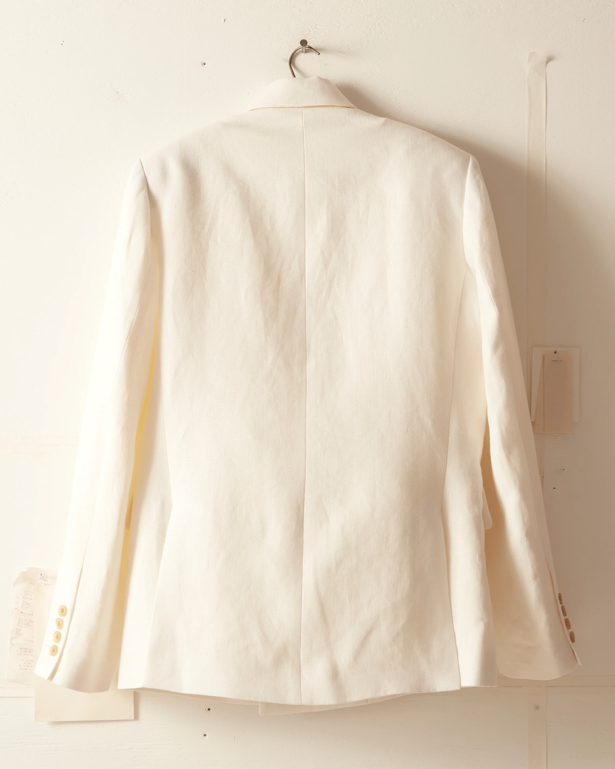 Linen Double-Breasted Suit Jacket - Ivory - Image 5