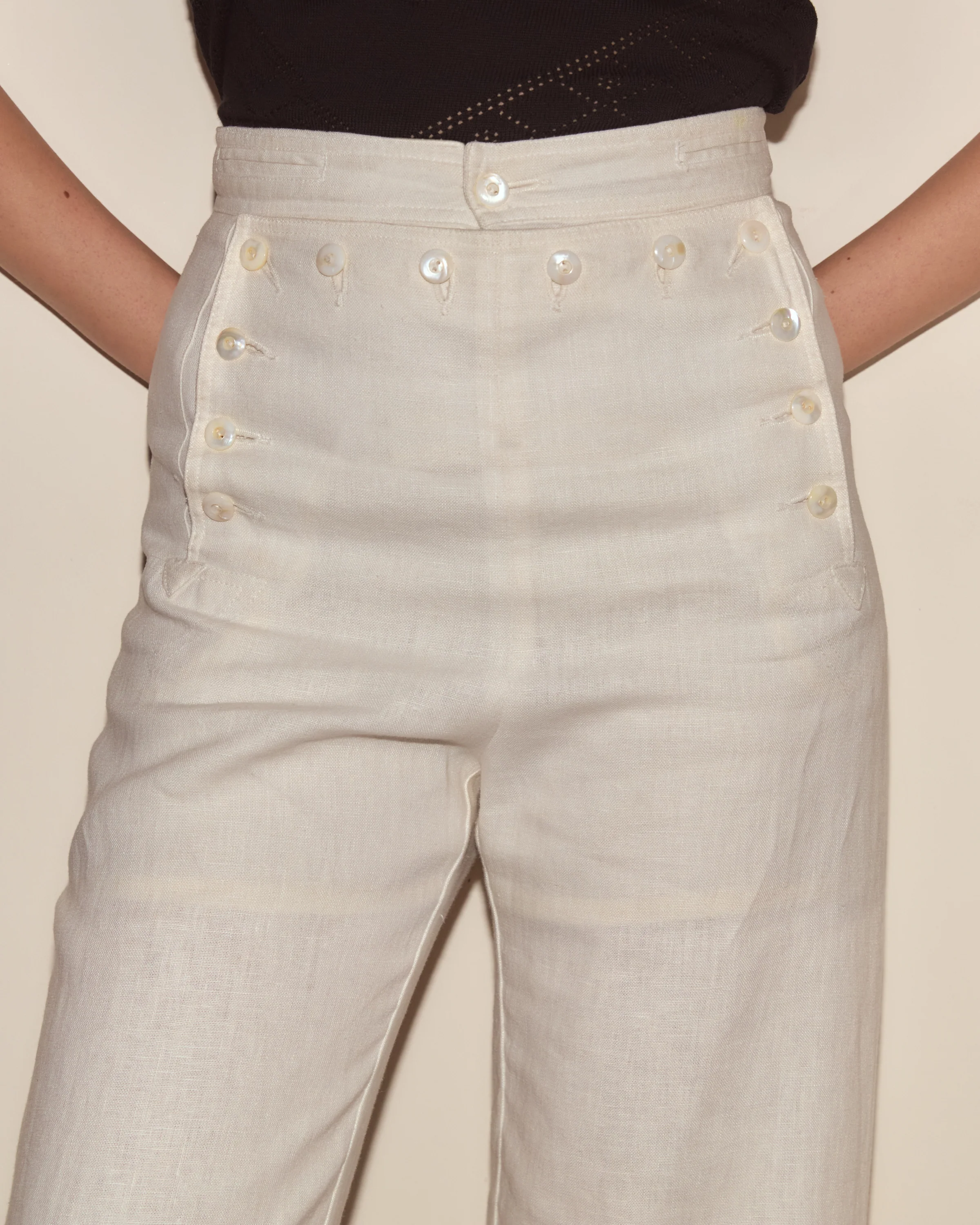Linen Sailor Trousers - White - Image 2