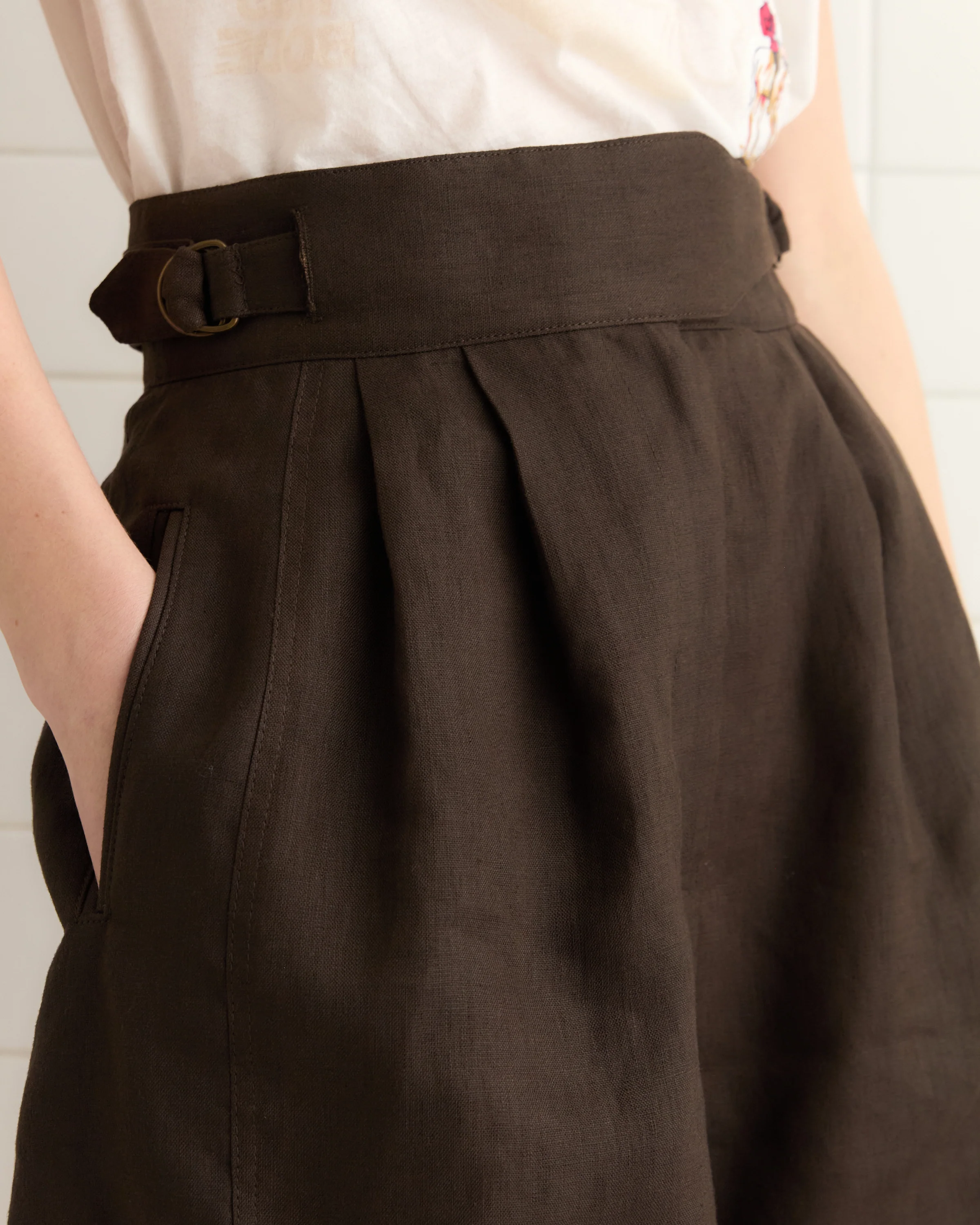 Linen Smith Shorts - Brown/Black - Image 2