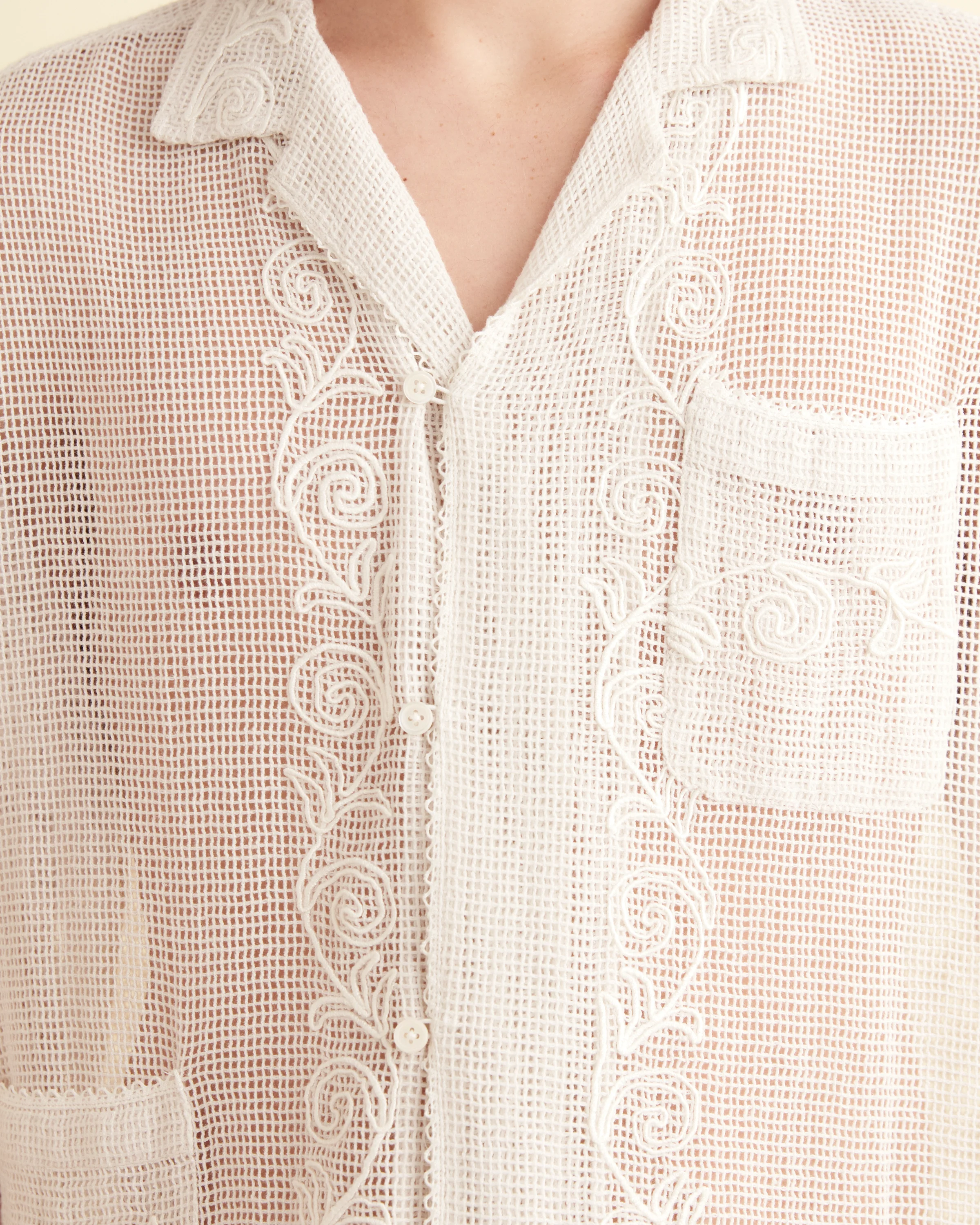 Mesh Filigree Short Sleeve Shirt