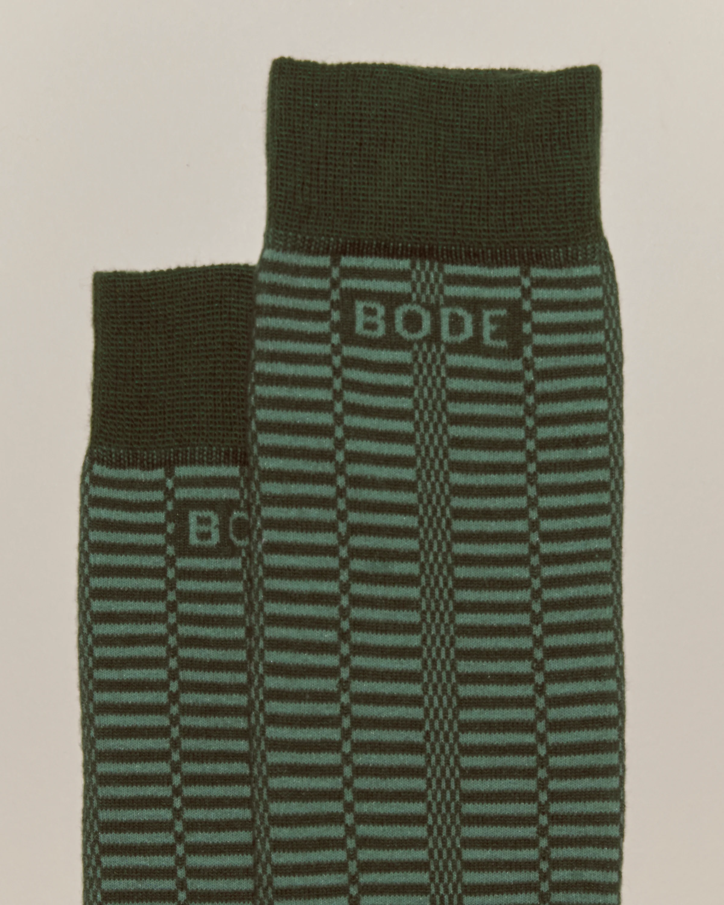 Micro Check Socks - Green - Image 2