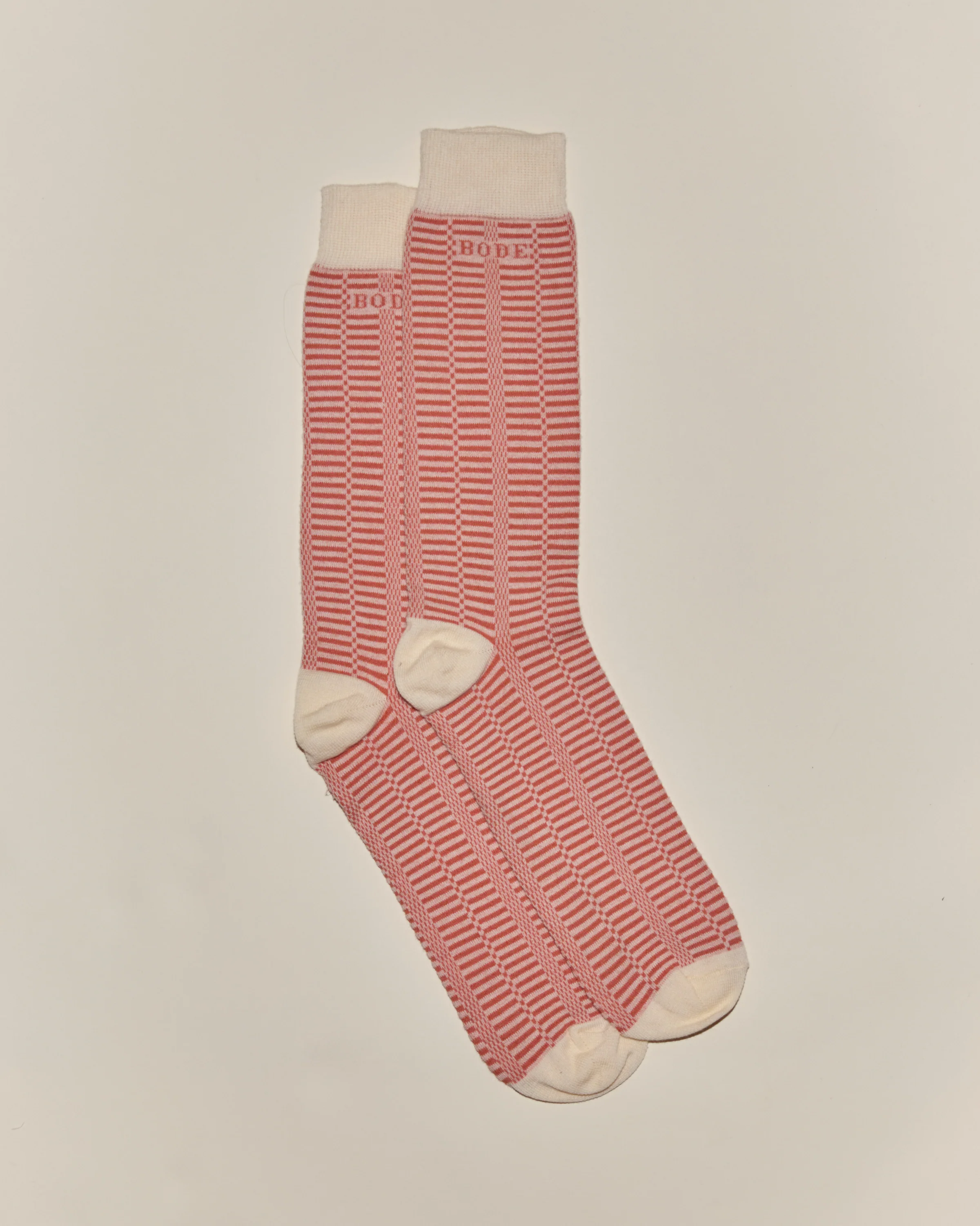 Micro Check Socks - Peach/Cream