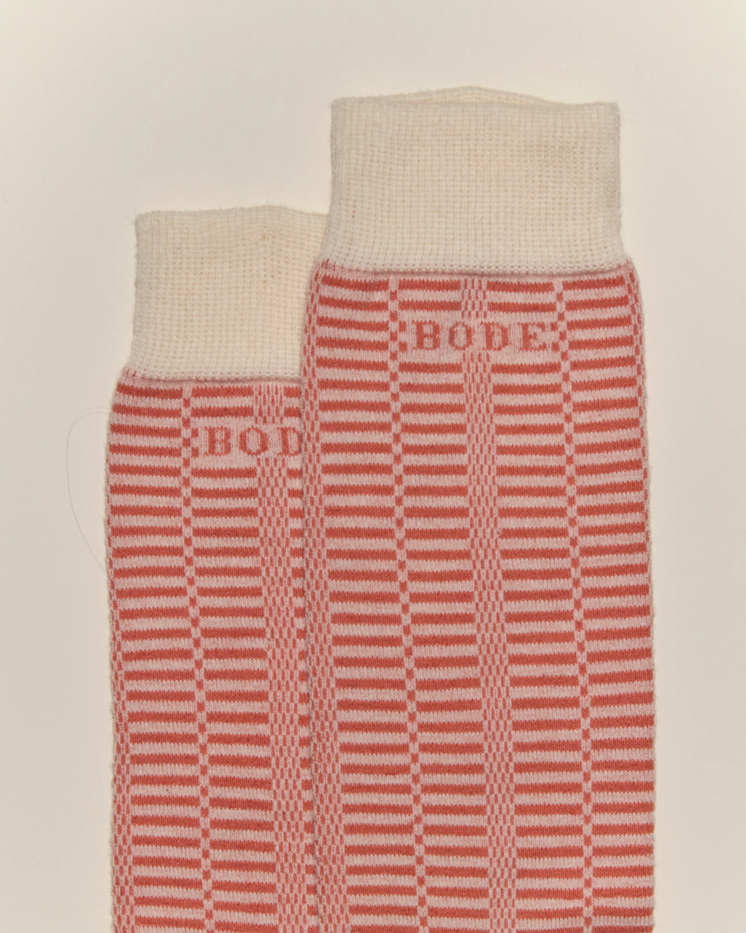 Micro Check Socks - Peach/Cream - Image 2