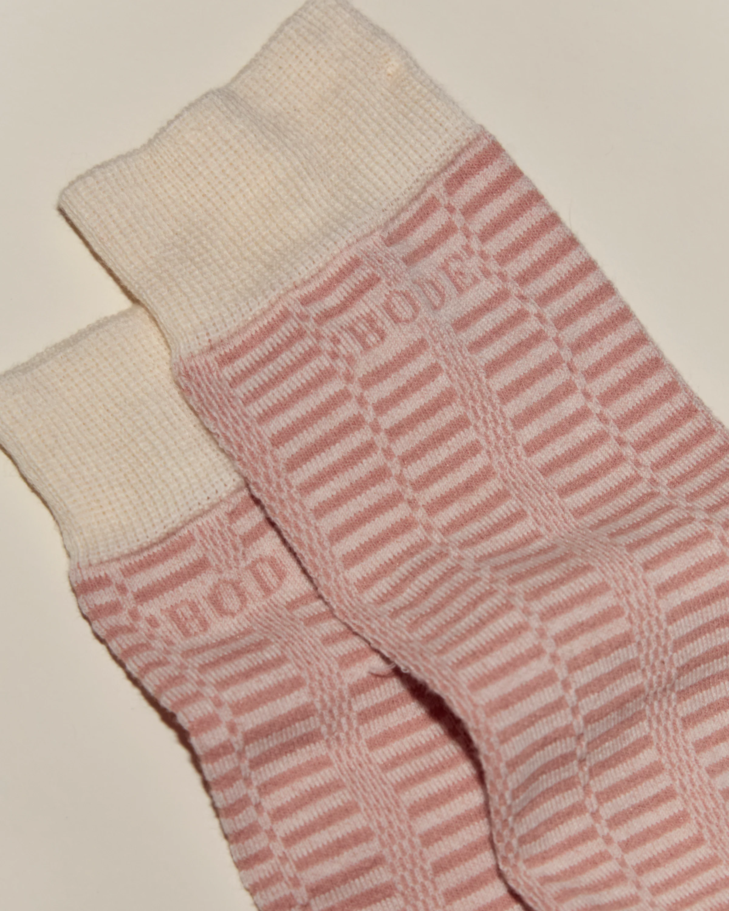 Micro Check Socks - Pink/Cream - Image 2