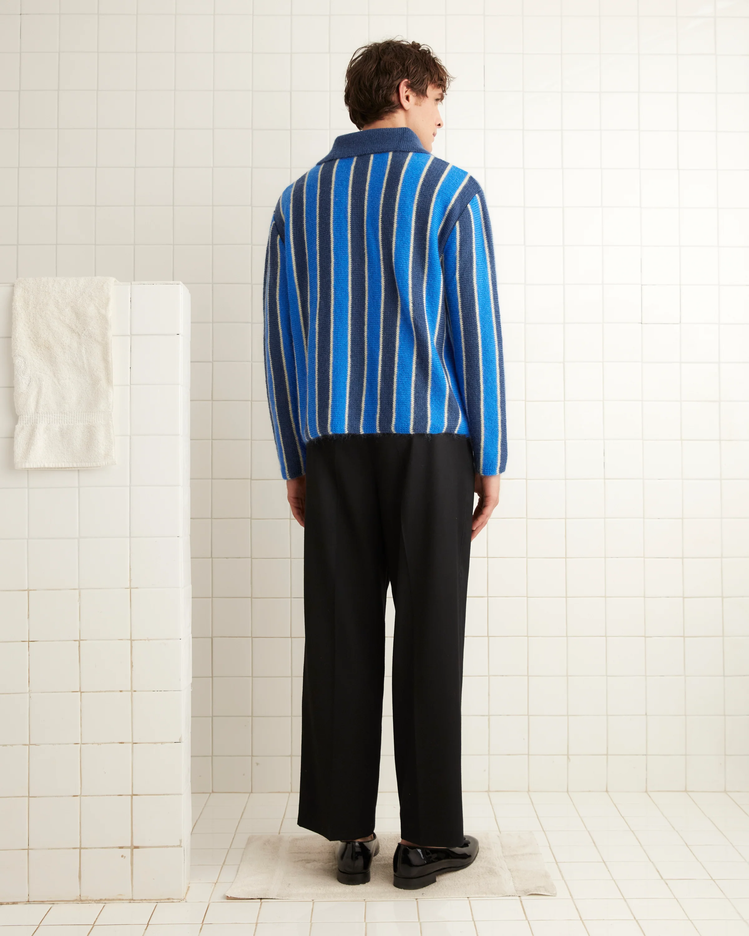 Mohair Stripe Cardigan - Blue/Multi - Image 3
