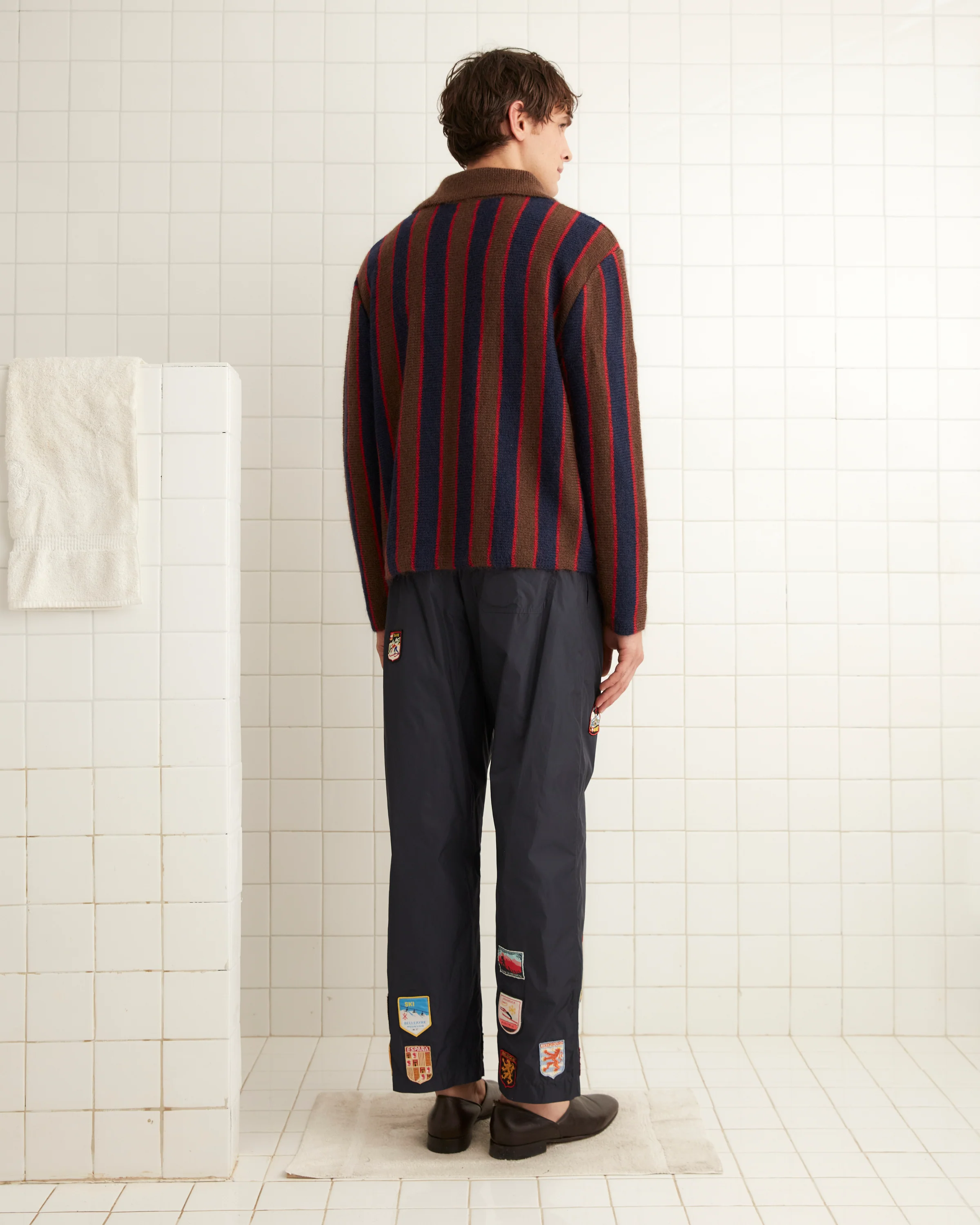 Mohair Stripe Cardigan - Navy/Brown - Image 3