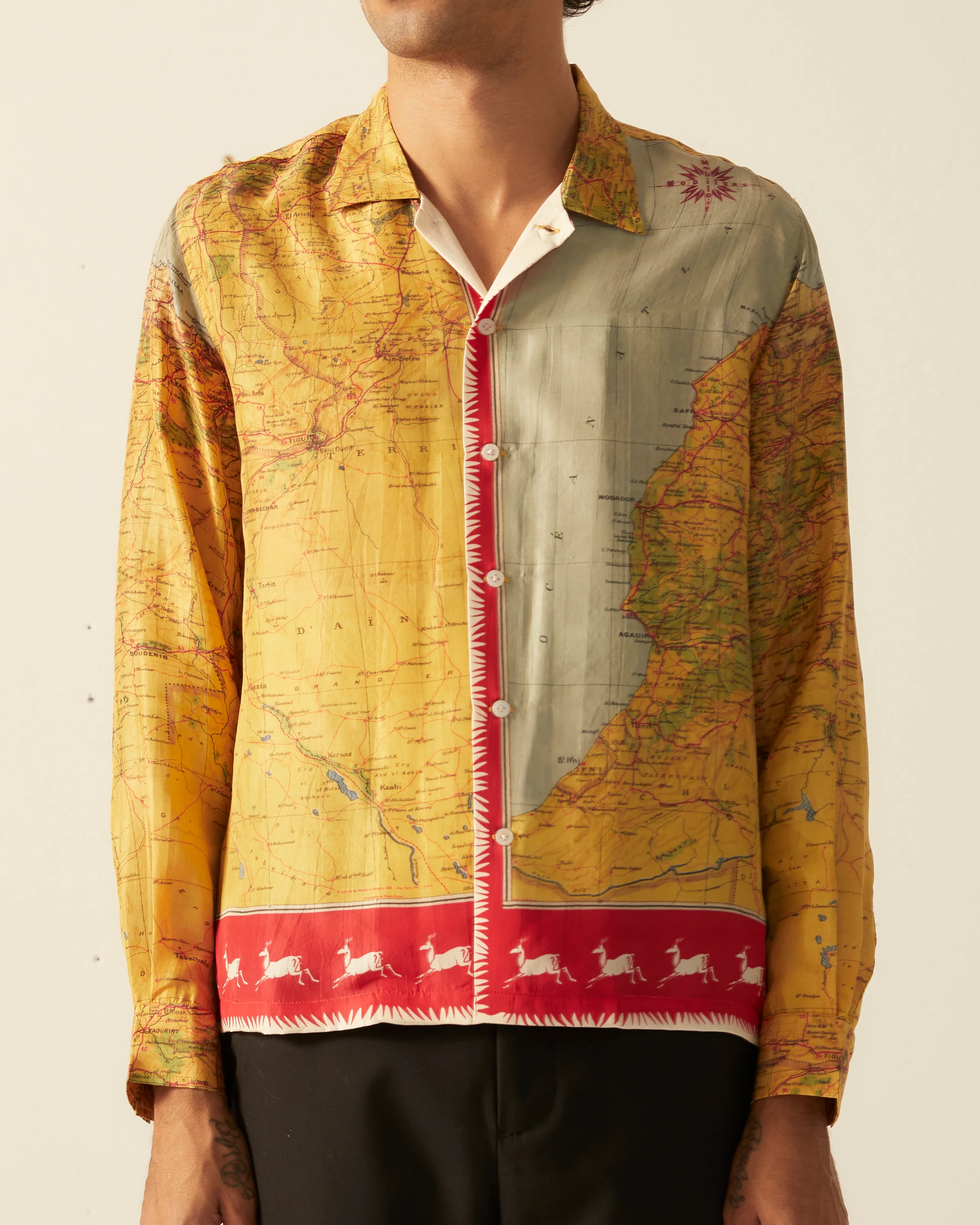 Morocco Map Silk Shirt - Image 2