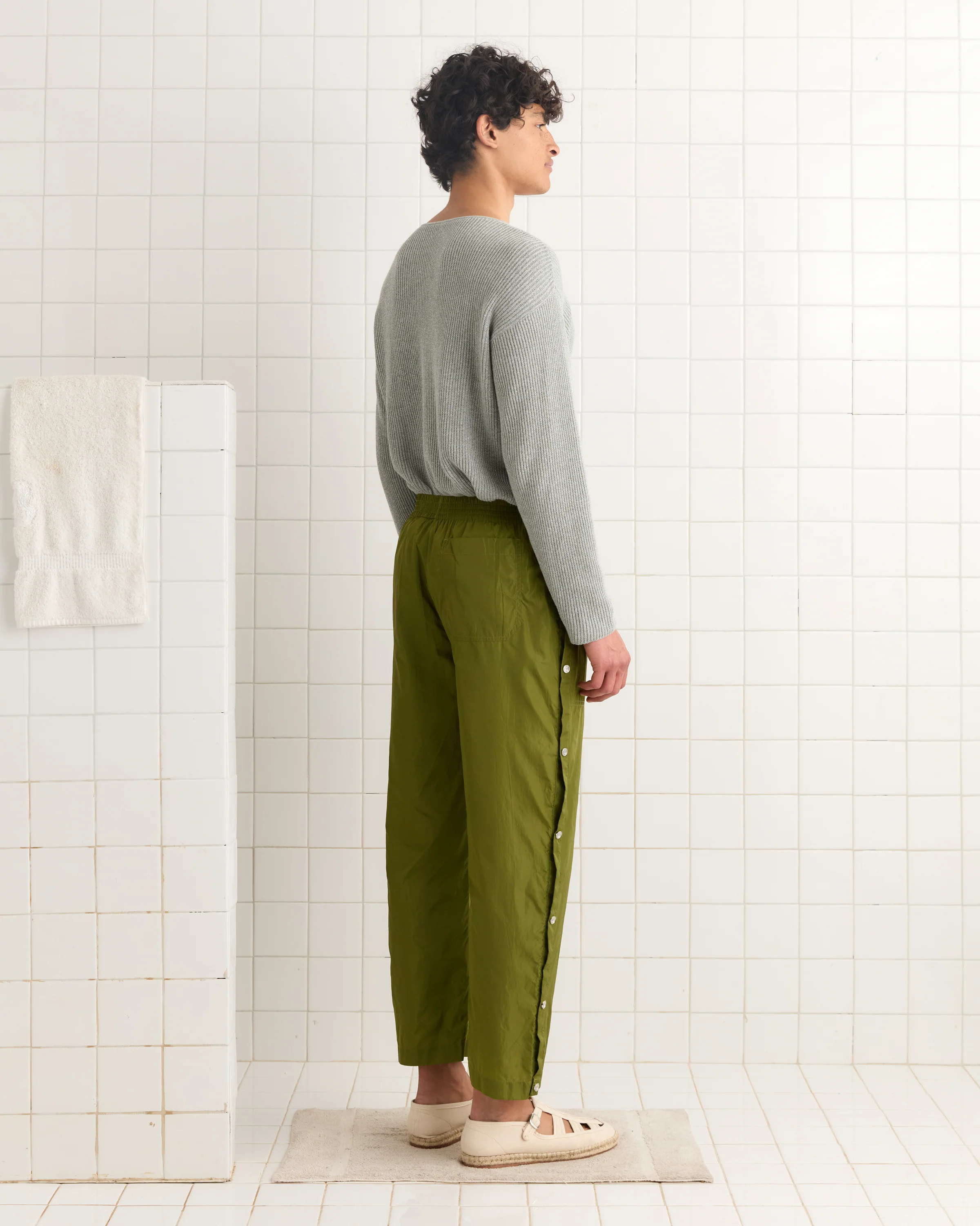 Nylon Tear-Away Track Pants - Olive - Image 3