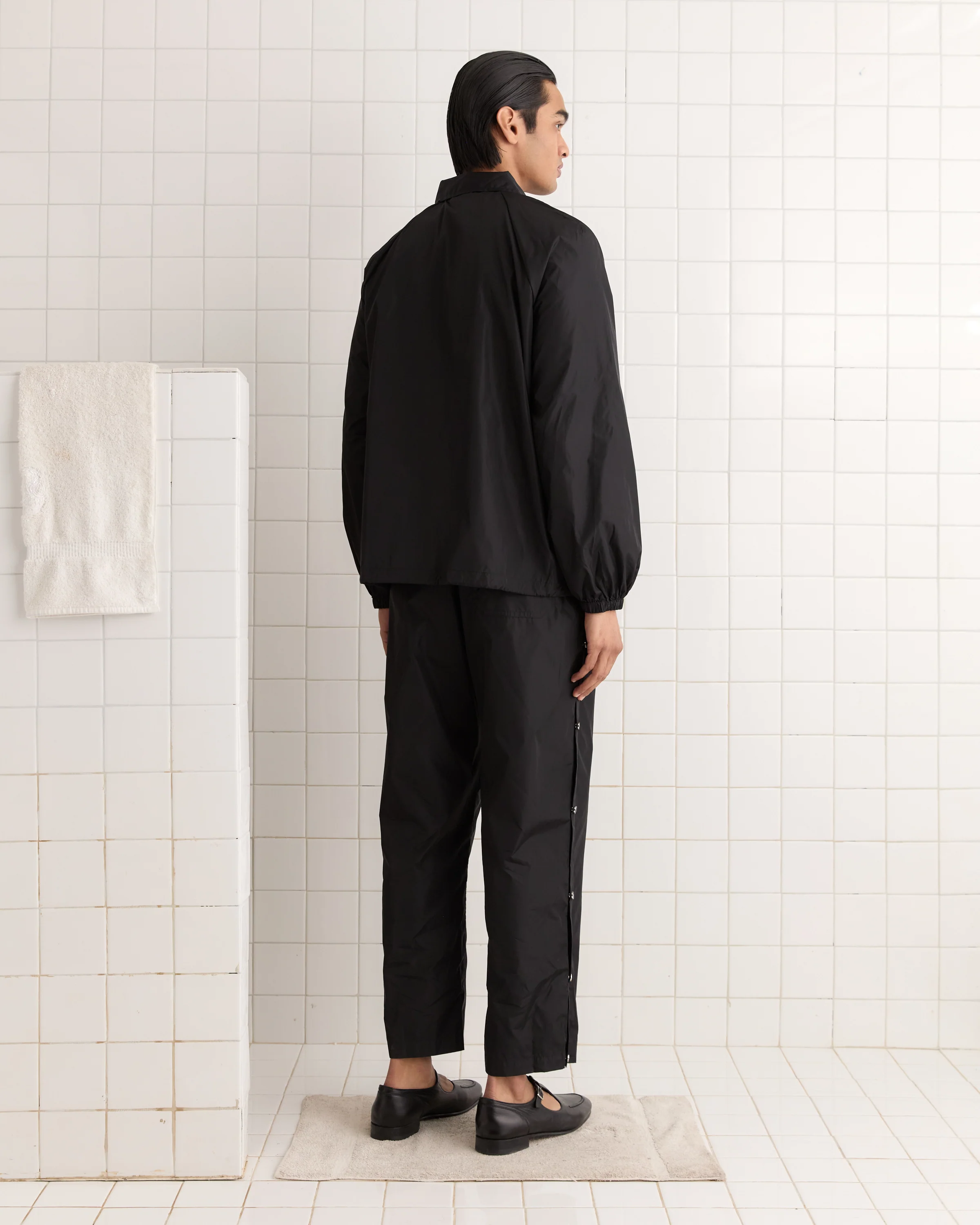 Nylon Track Jacket - Black - Image 3