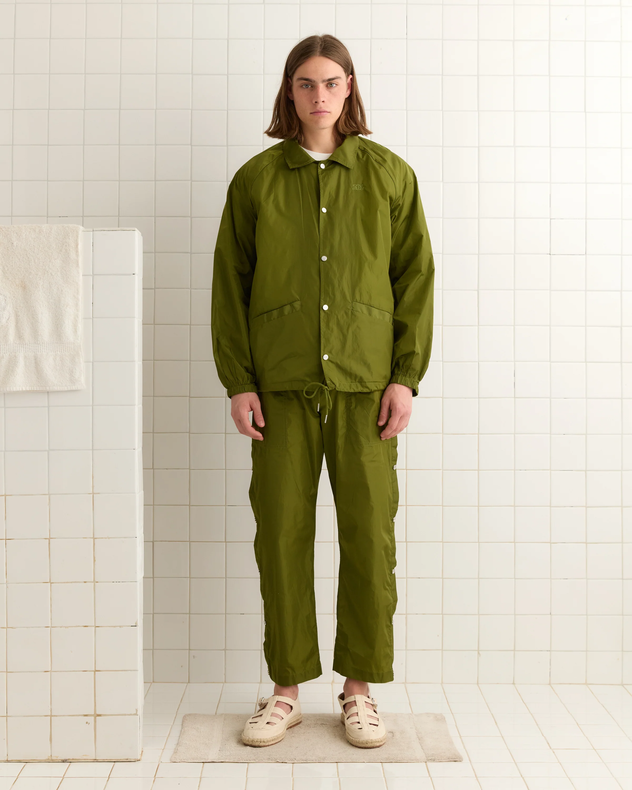 Nylon Track Jacket - Olive - Image 2